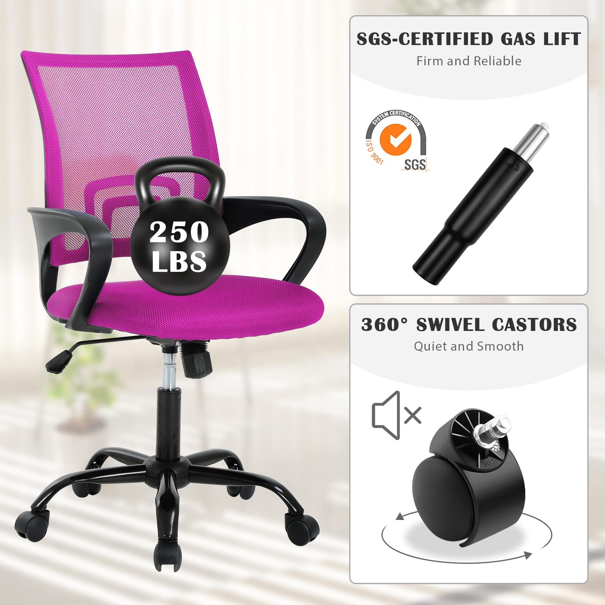 Comfortable Adjustable Mesh Office Chair with Lumbar Support