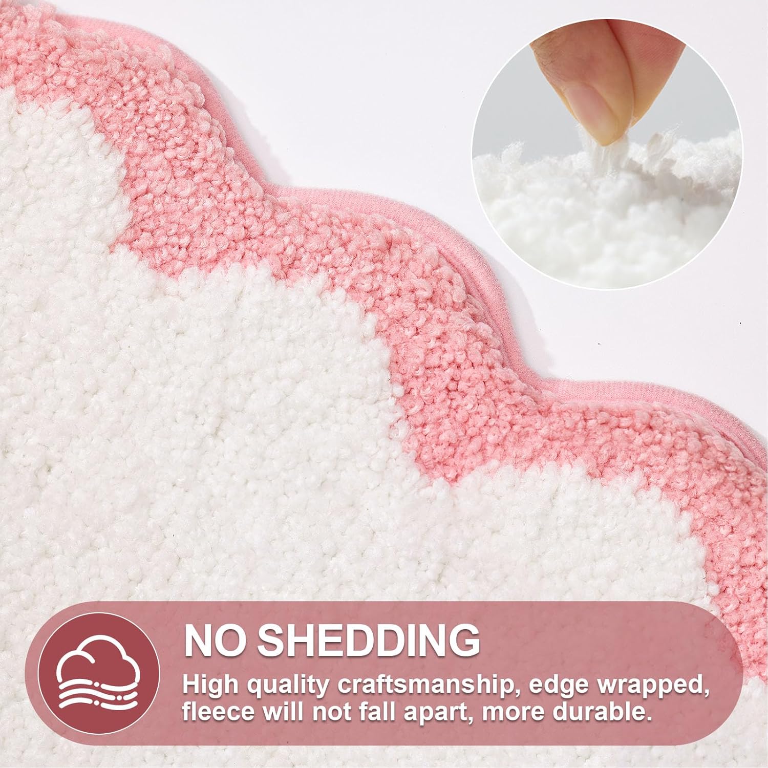 Cute Scalloped Bath Mat, Fun Plush Microfiber Scallop Bathroom Rugs Non Slip Washable Quick Dry Absorbent