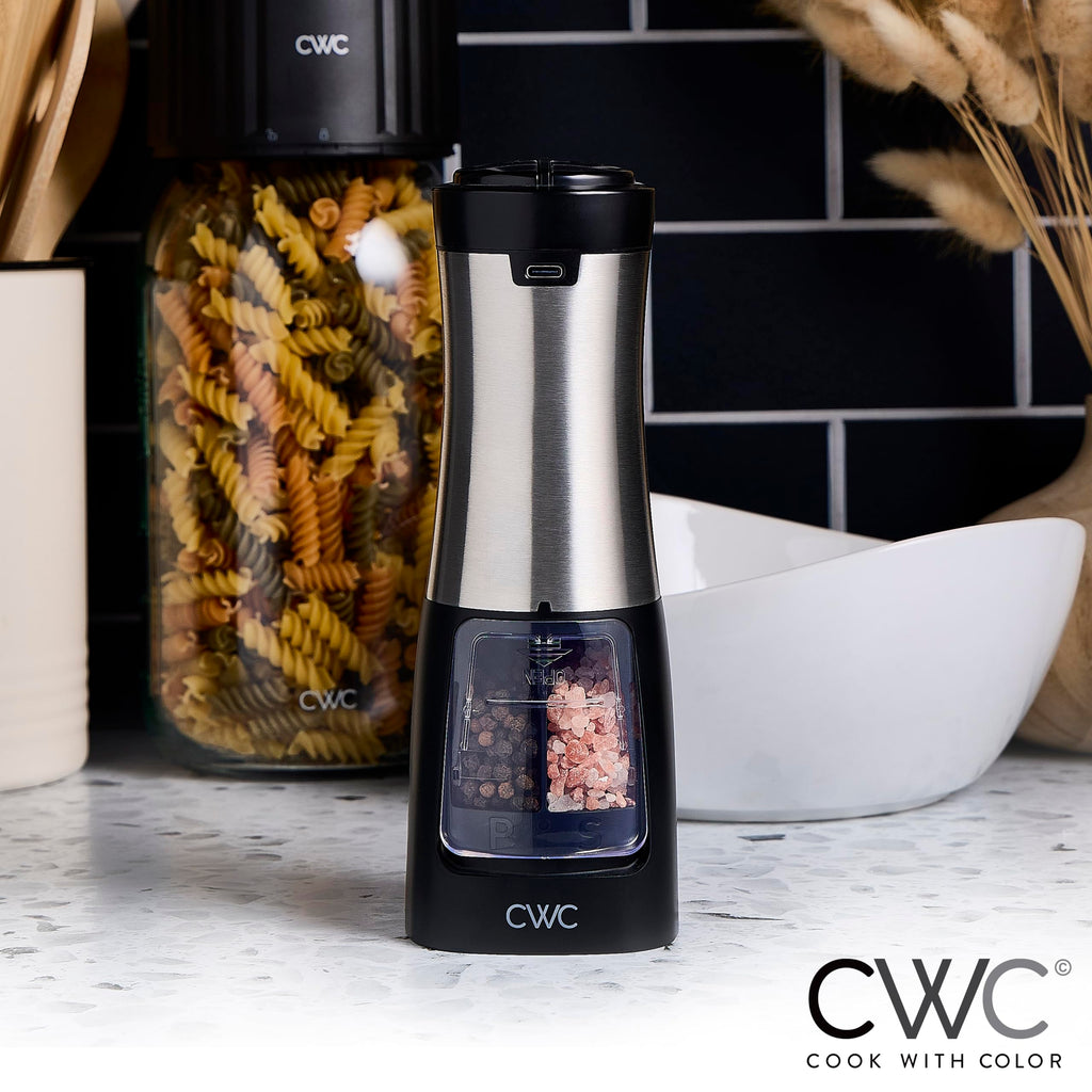 Rechargeable Salt & Pepper Shaker - 2-in-1 Grinders for Salt and Pepper