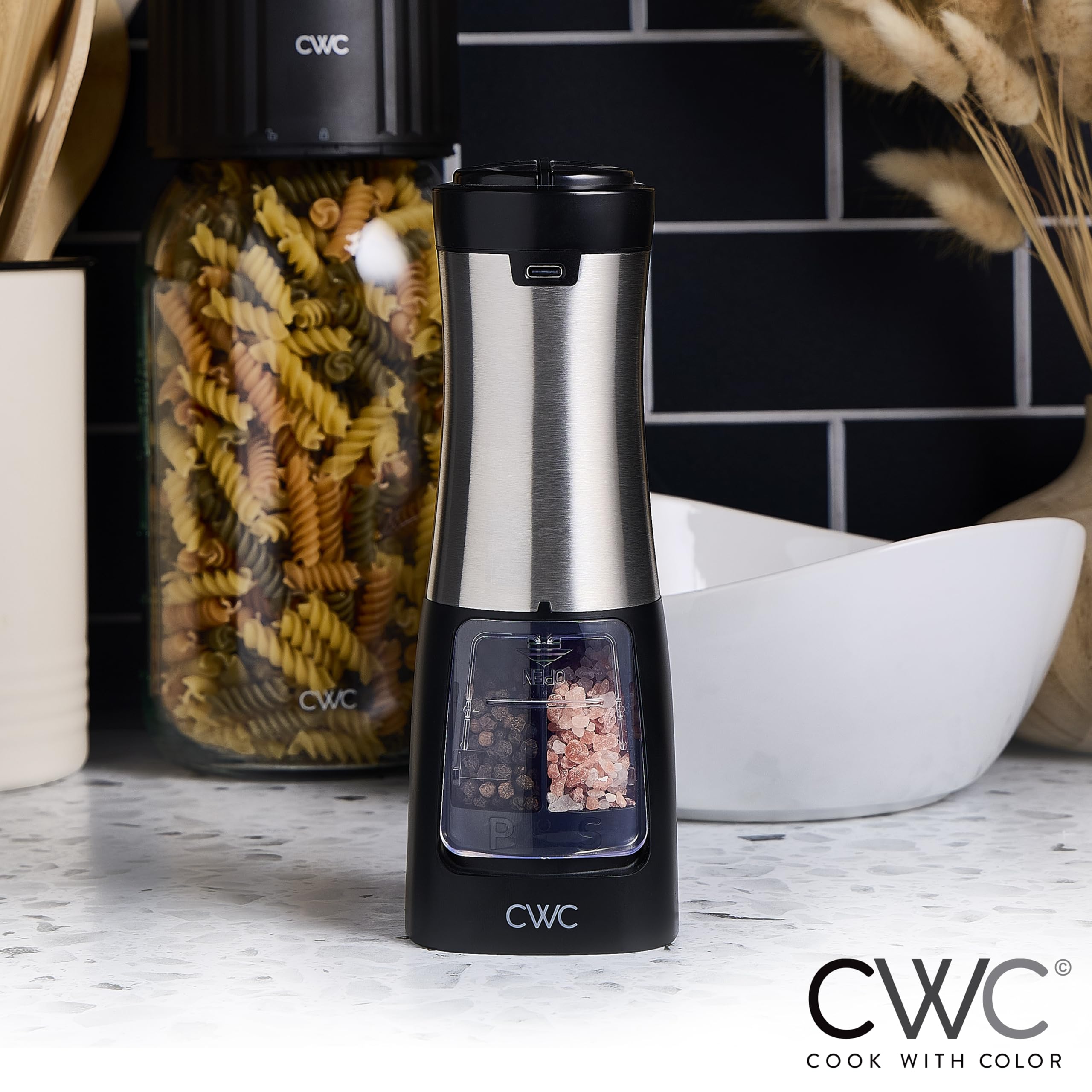 Rechargeable Salt & Pepper Shaker - 2-in-1 Grinders for Salt and Pepper