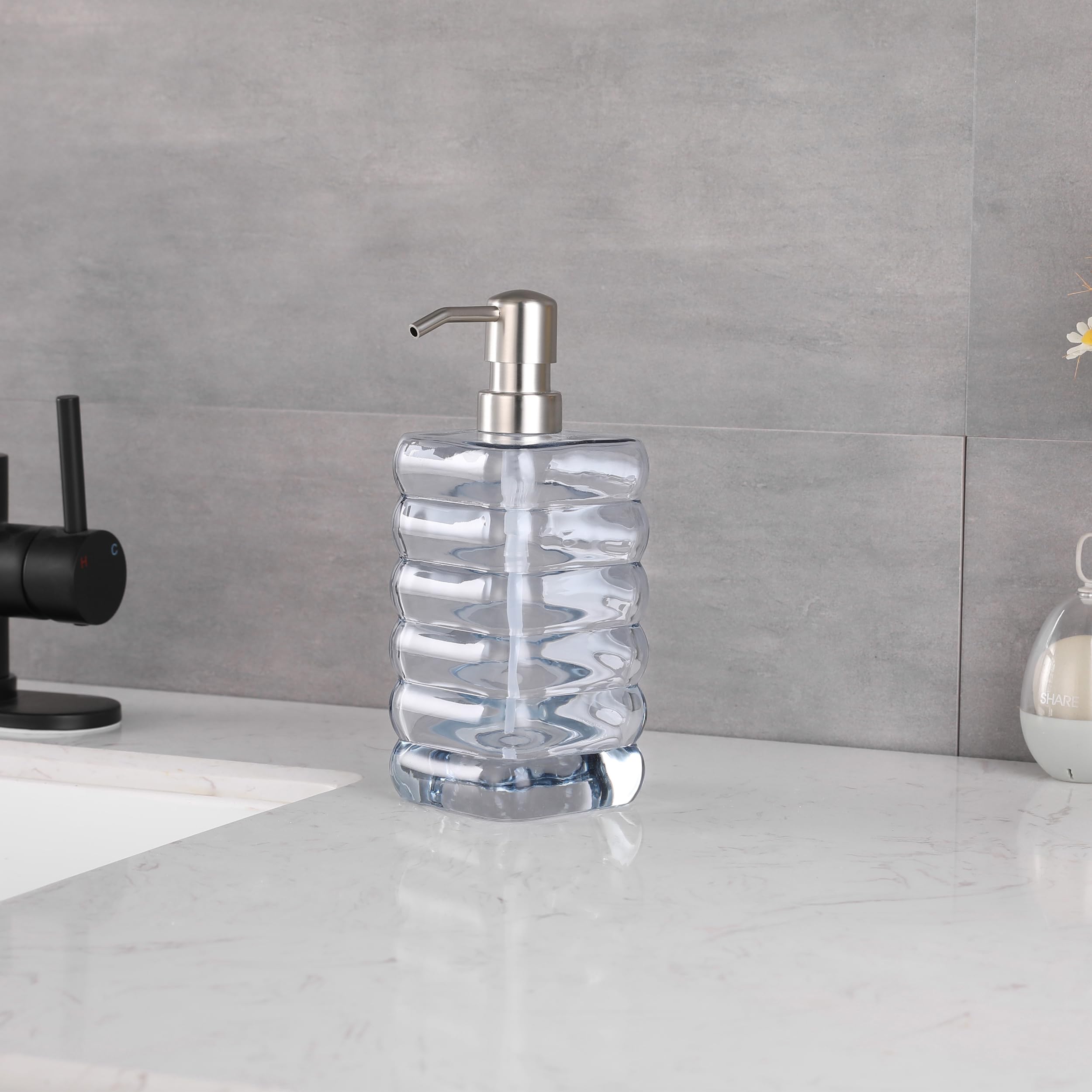 Glass Soap Pump Dispenser, Refillable Soap Dispenser