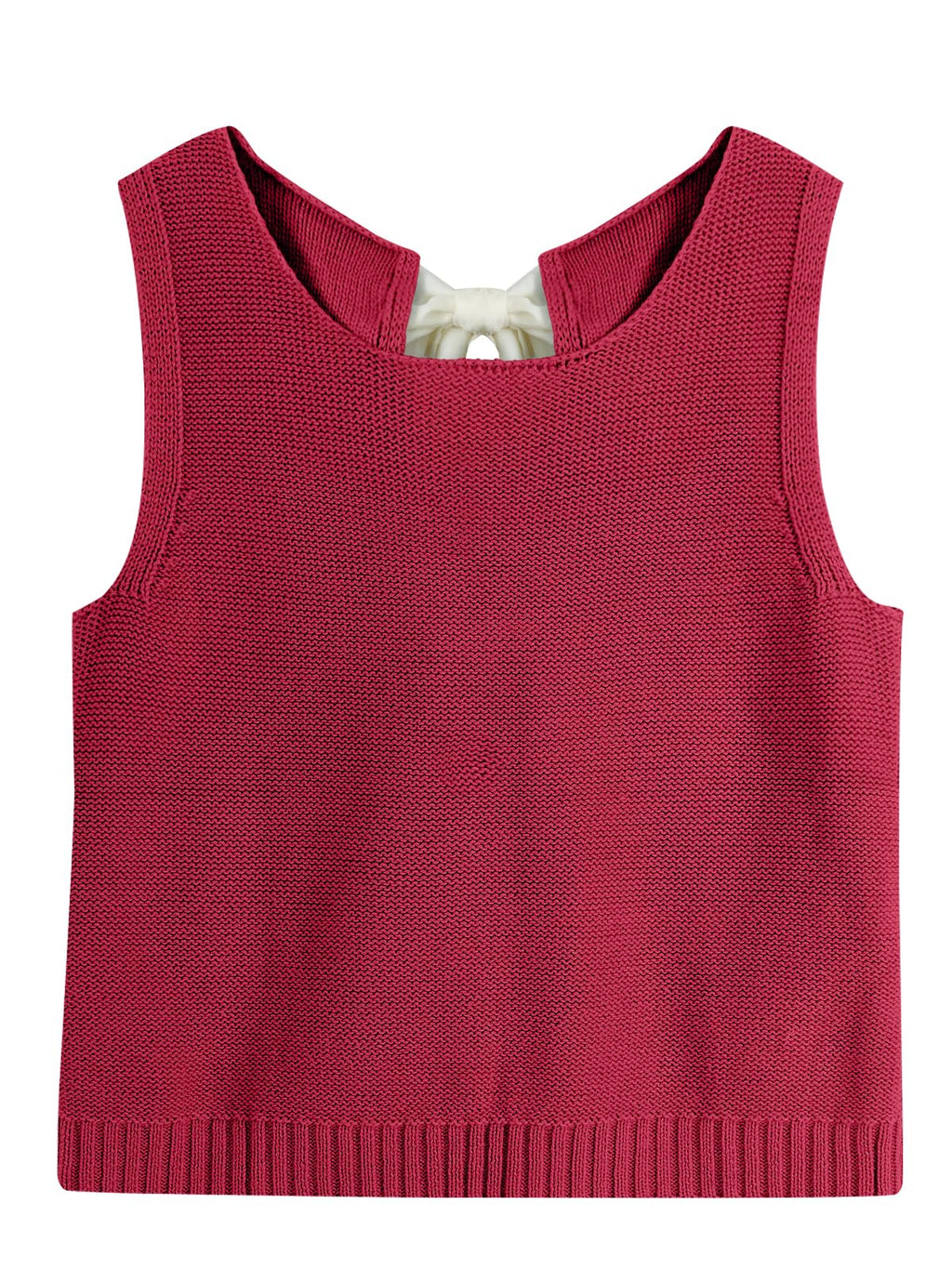 Loose Tank Tops Open Back Bow Tie Knit Sleeveless Sweater Vest