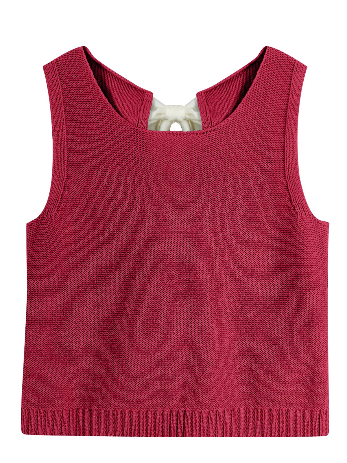 Loose Tank Tops Open Back Bow Tie Knit Sleeveless Sweater Vest