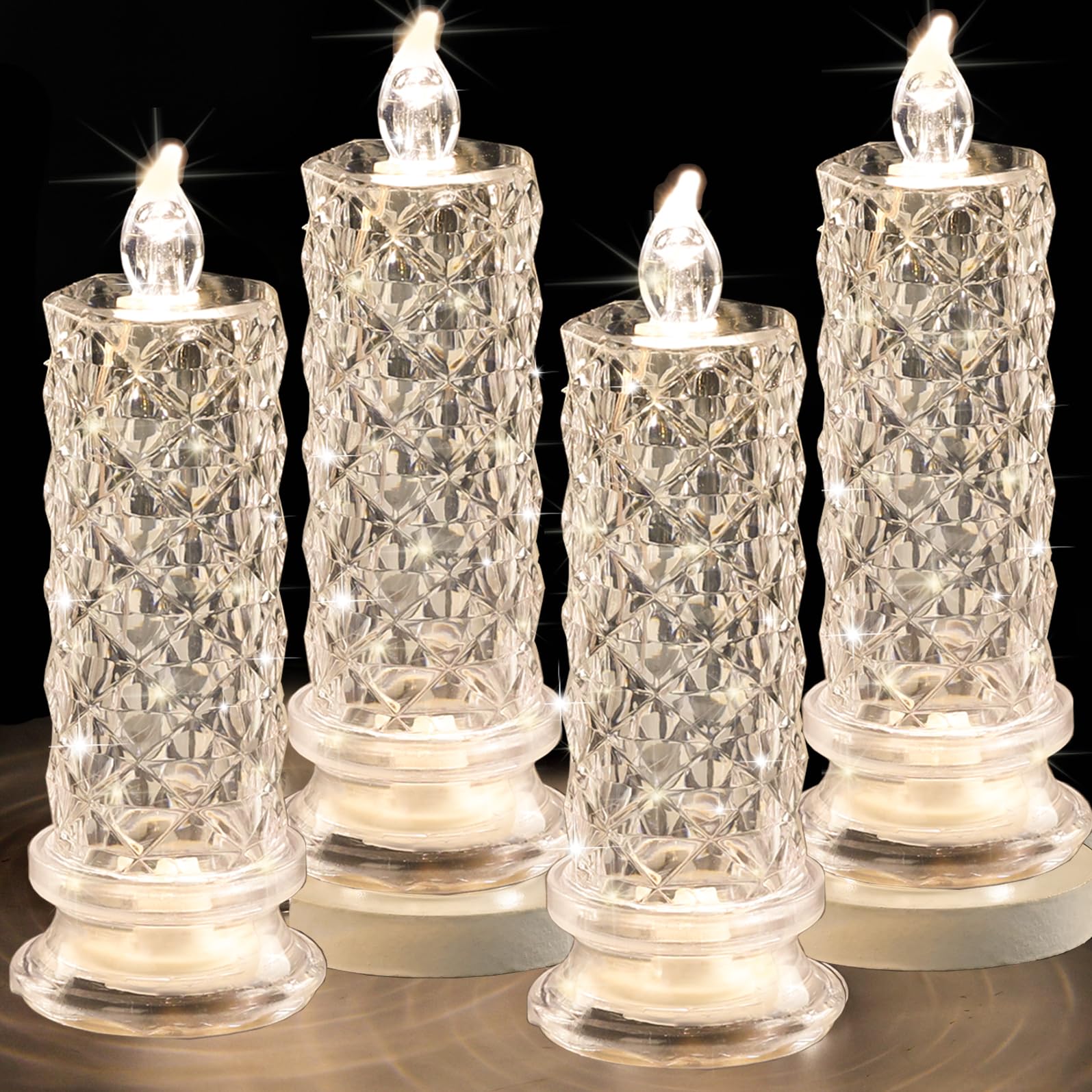 Shadow LED Flameless Candles - 4PCS Romantic Battery Operated Pillar Candles