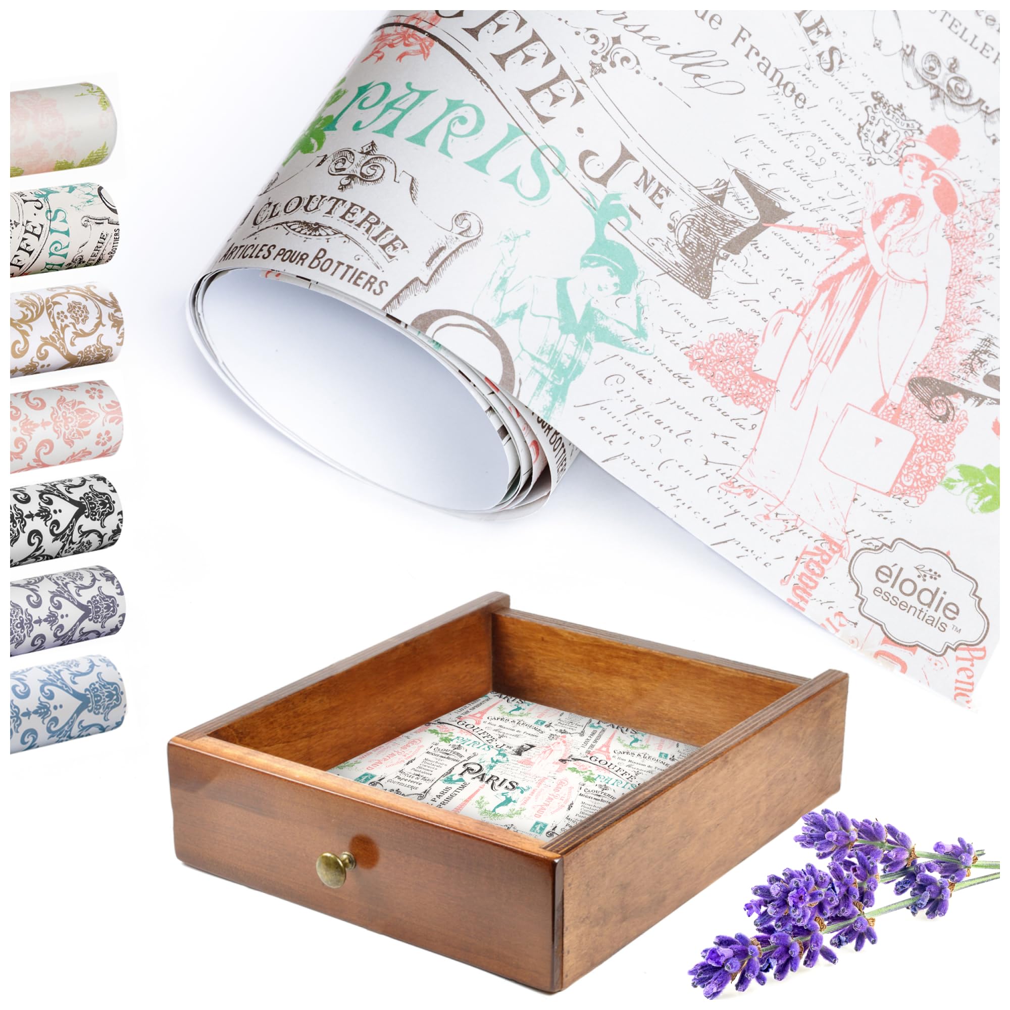 Scented Drawer Liners - Non-Adhesive Paper Sheets for Closet Shelves, Cabinet, Home Essentials & Dresser - 14 x 19.5 Inch Royal Damask Print Drawer Liner - Coquette Room Decor