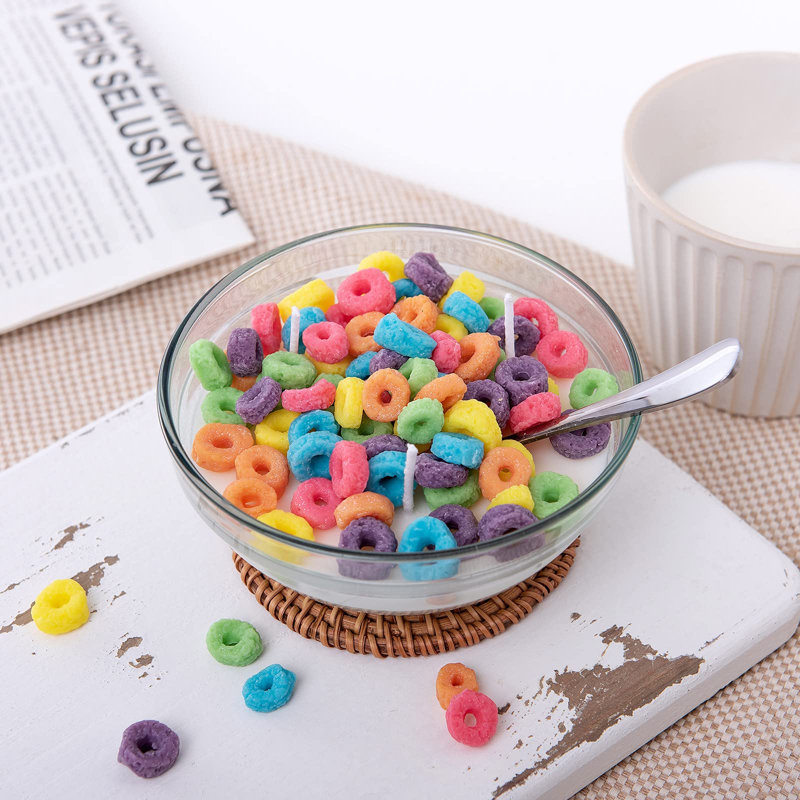 Cereal Bowl with Metal Spoon Scented Soy Candle