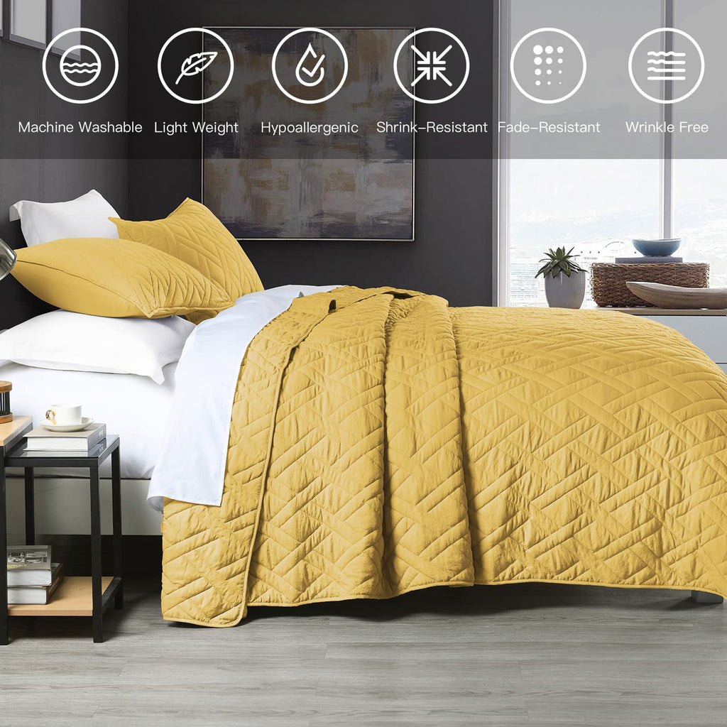 Quilt Size Lightweight Quilt for Summer Ultra-Soft Microfiber Modern Style Quilted Clouds Pattern Bedspread Quit Set 3 Pieces(1 Quilt and 2 Pillow Shams)