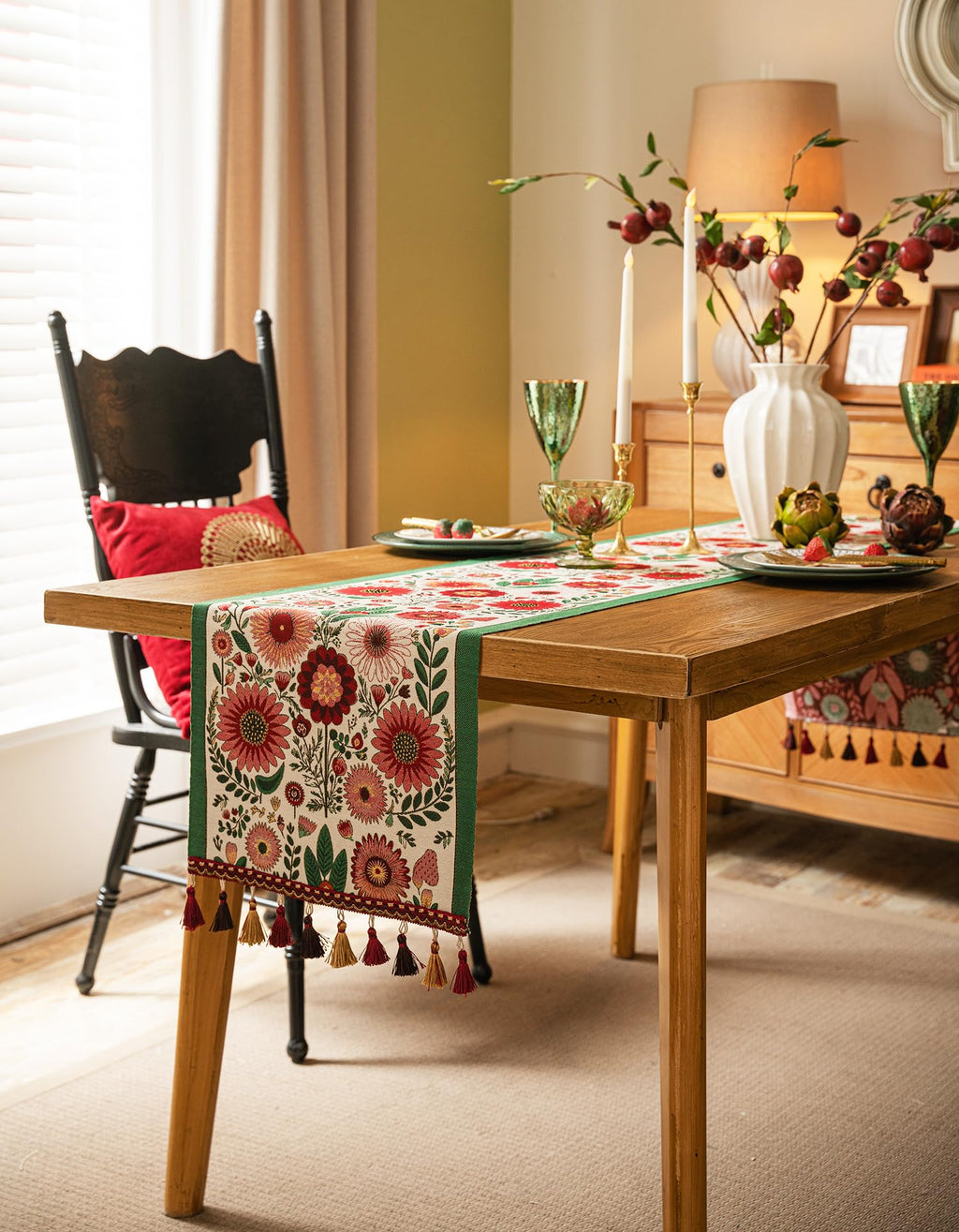 Retro-Luxury Tassels Table Runner Series for Kitchen Dining Table