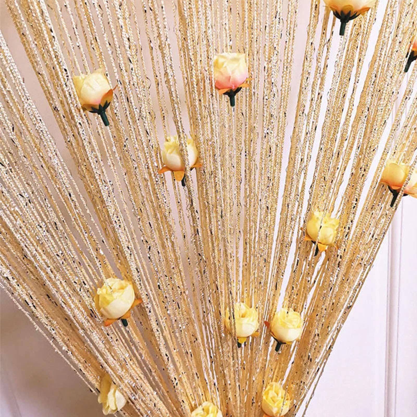New Beaded String Curtain with Roses - 100 x 200cm Fly Screens for Doors, Tassel Fringe