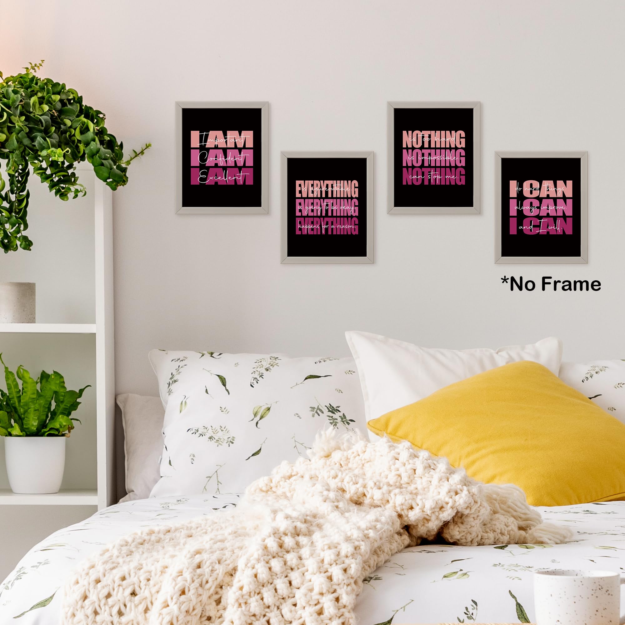 Set of 4 Inspirational Posters â€?Motivational Wall Art for Teen Girls & Women (8x10)