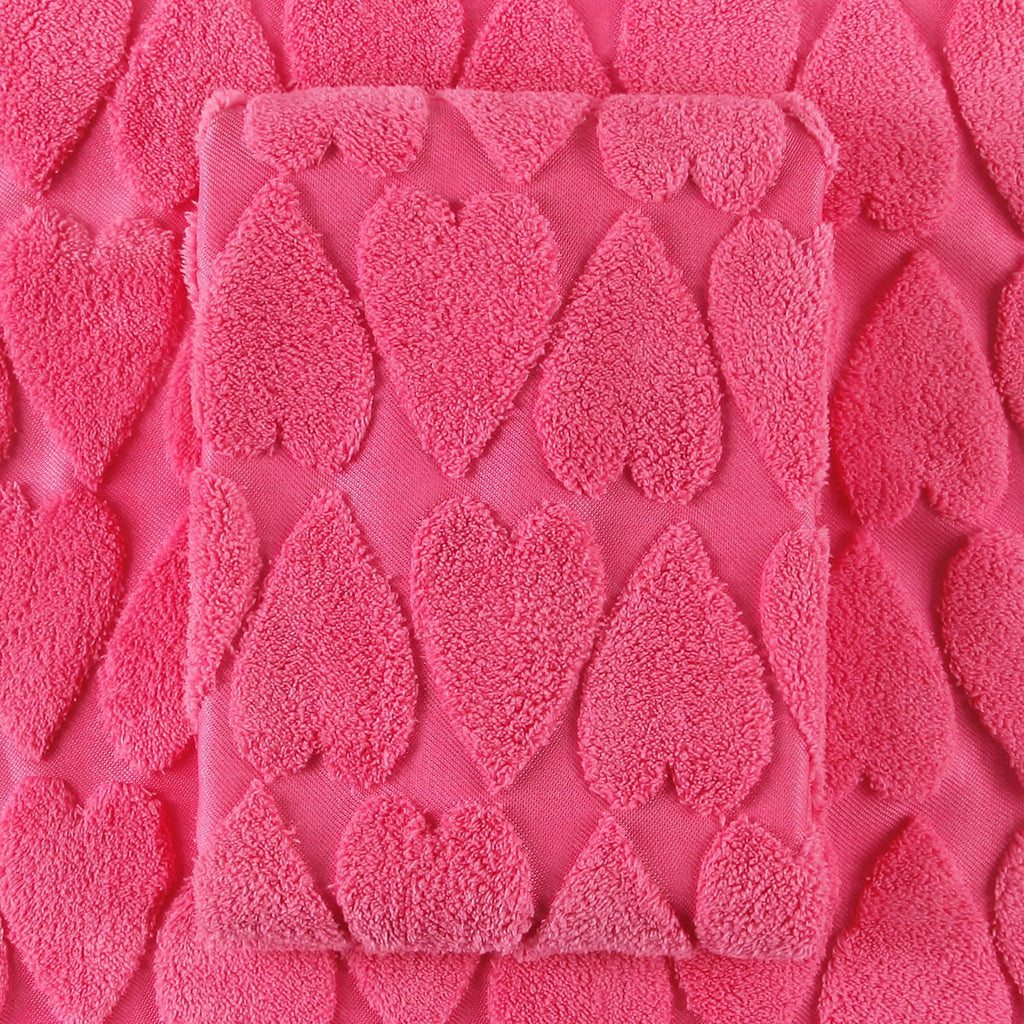 Heart Hand Towels Pale Red Bathroom Decorative Towels Set 13.7'' x 29.5''