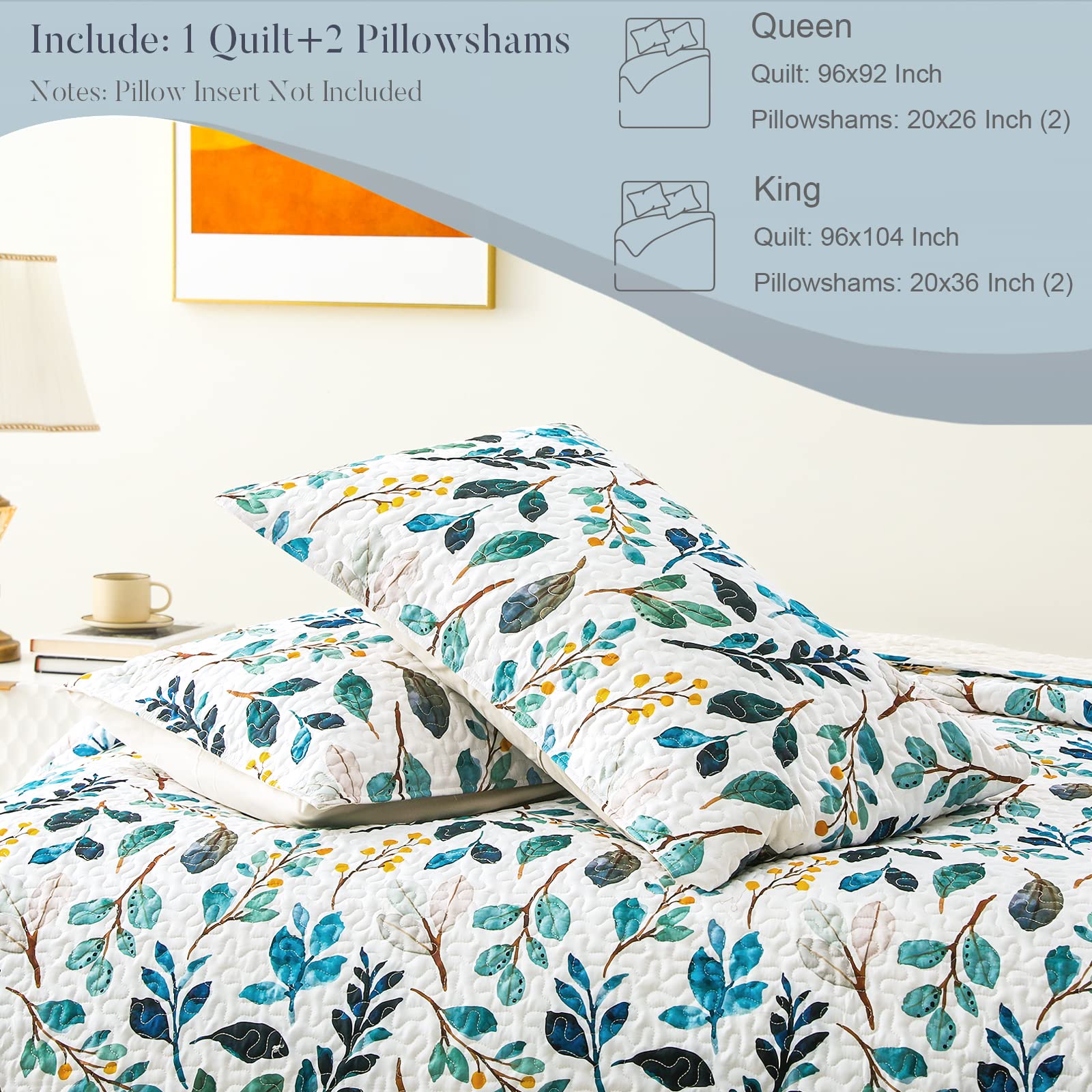 Reversible Patchwork Quilts Full Size, Lightweight Boho Printed Bedspreads Coverlets Quilt Bedding Set with 2 Pillow Shams