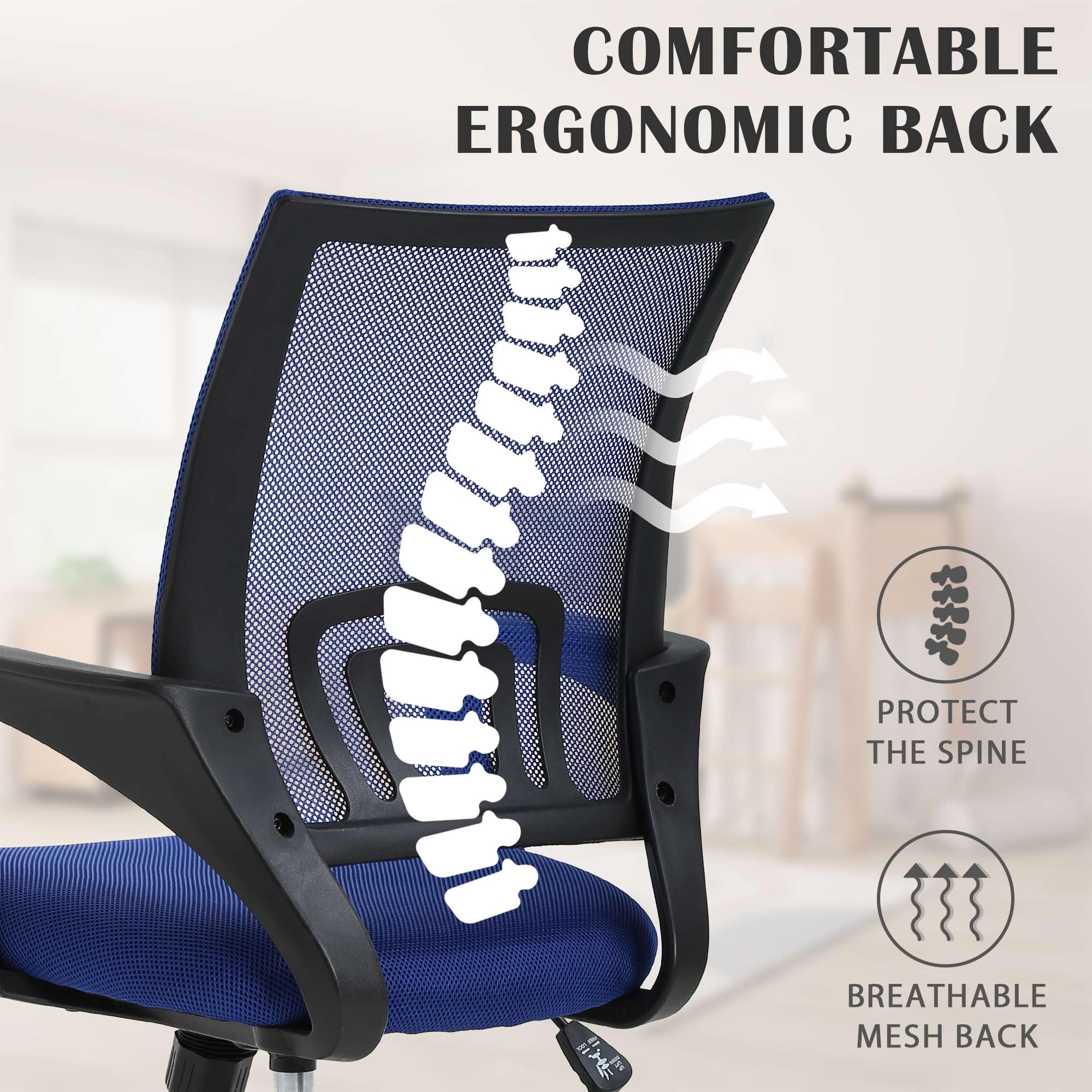 Comfortable Adjustable Mesh Office Chair with Lumbar Support