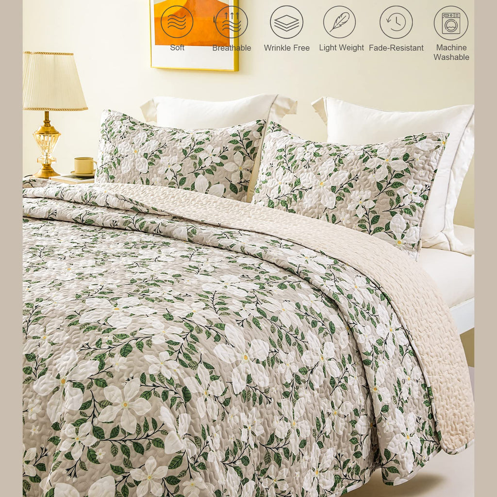 Reversible Patchwork Quilts Full Size, Lightweight Boho Printed Bedspreads Coverlets Quilt Bedding Set with 2 Pillow Shams