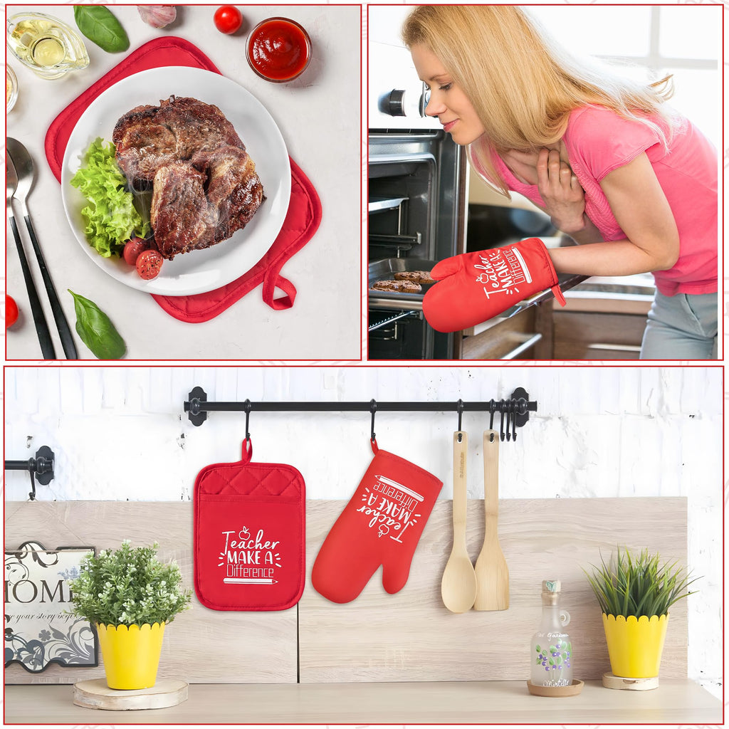 The Heart of The Home Heat Resistant Hot Pad Machine Washable Gloves with Hanging Loop Pocket