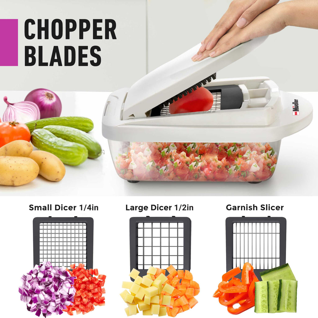 Mueller Pro-Series All-in-One, Mandoline Slicer for Kitchen, Food Chopper, Cucumber Slicer and Spiralizer, Cutter, Dicer, Grater, Kitchen Essentials