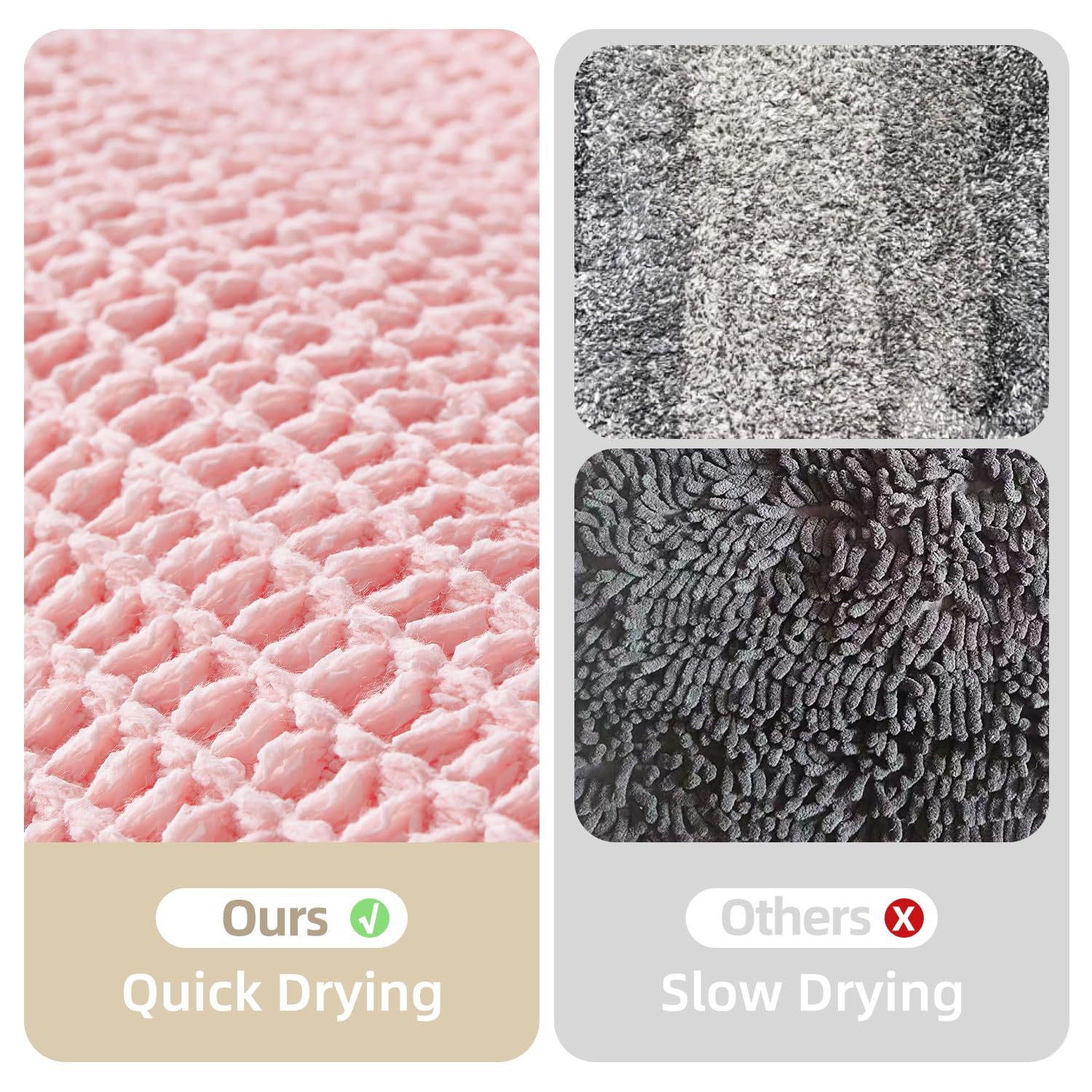 Waffle Bath Mat Non Slip Washable Quick Dry Cute Bath Mat