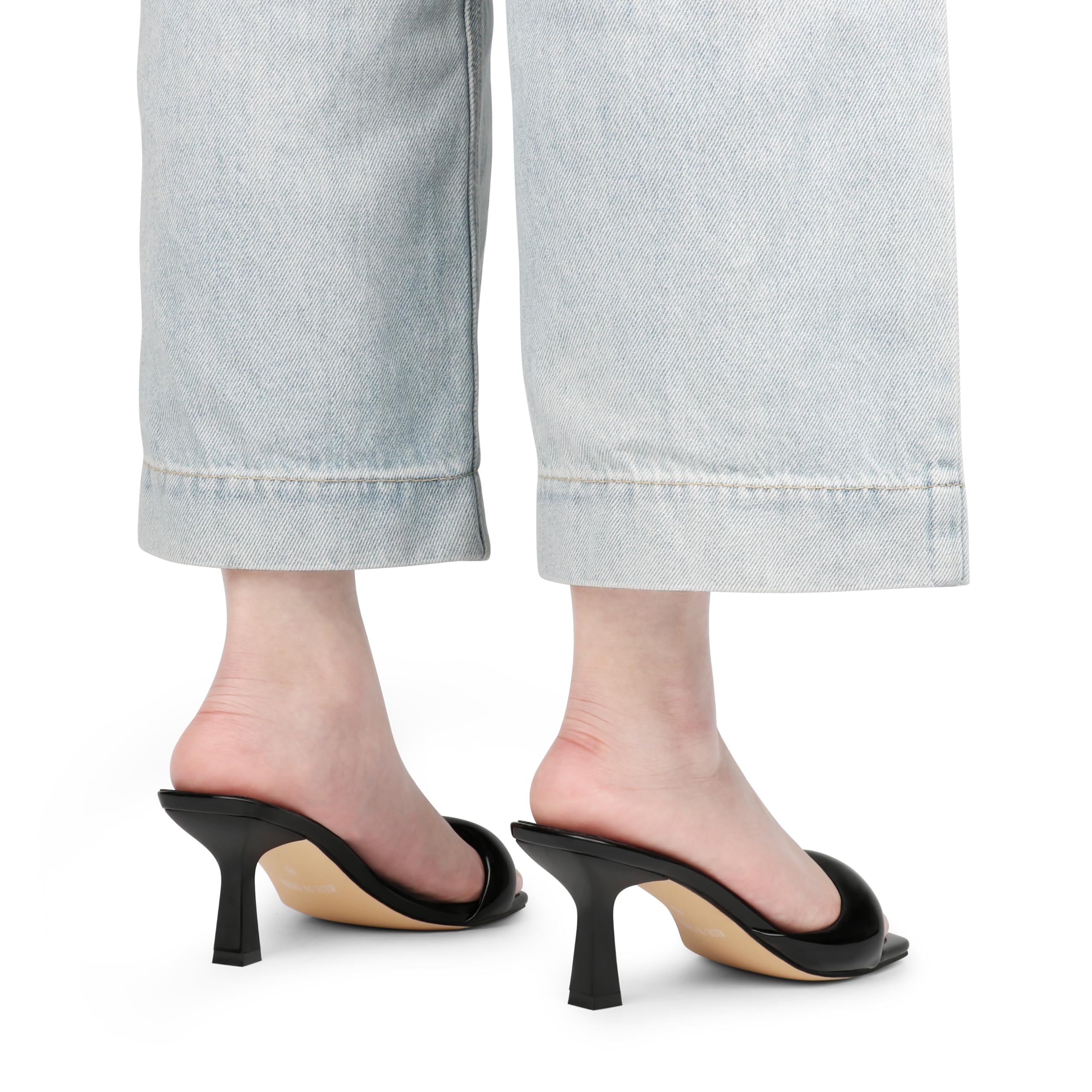 Women's Simple Mid-Heel Sandals One-Band Backless Stiletto Soft-Soled Heels