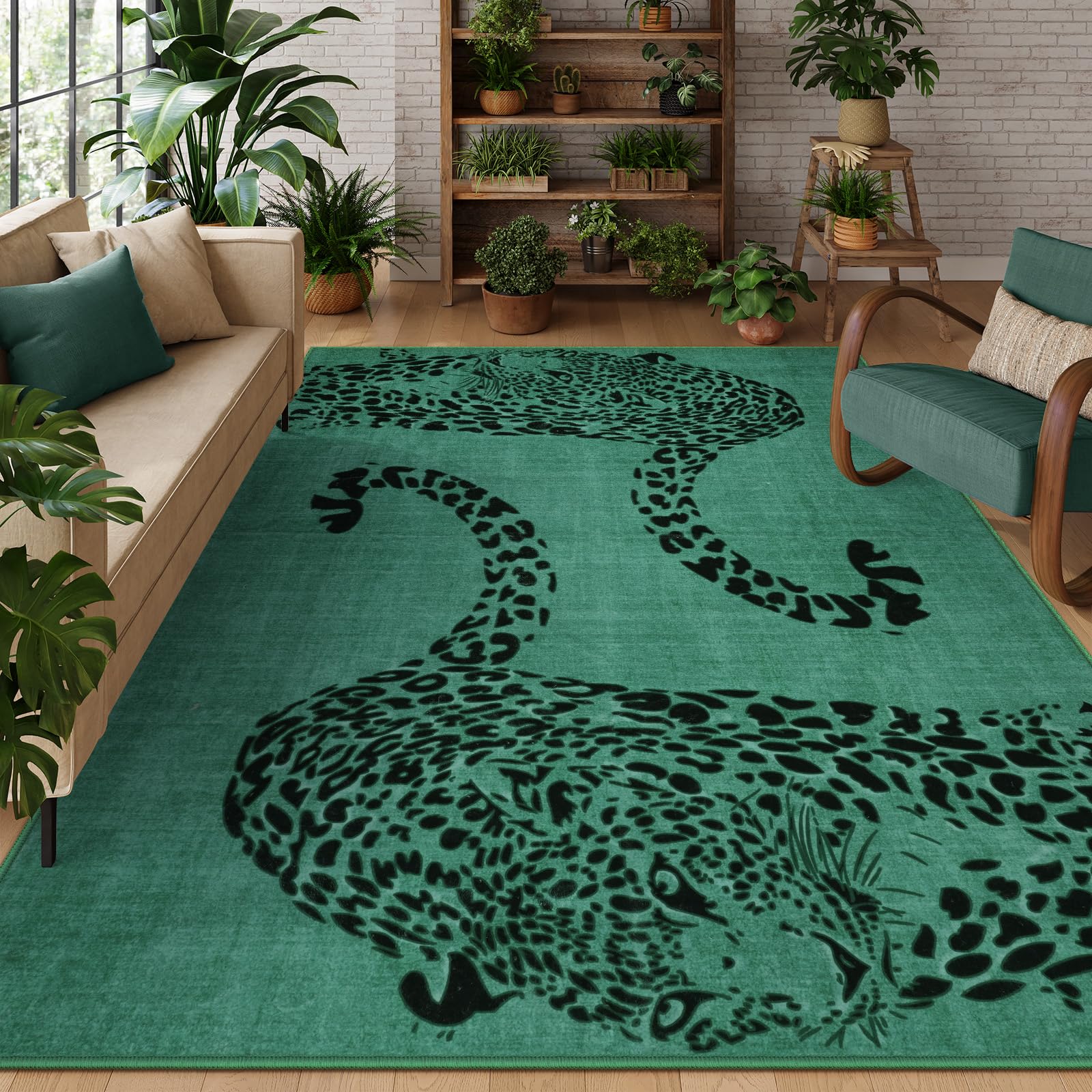 Leopard Print Area Rug â€?Soft, Washable, Non-Slip, Stain-Resistant Rug