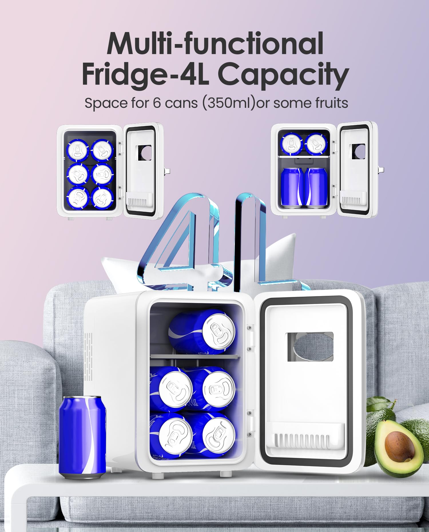 Skincare Fridge - Makeup Fridge for Refrigerating Skincare and Food, Mini Fridge Cooler and Warmer