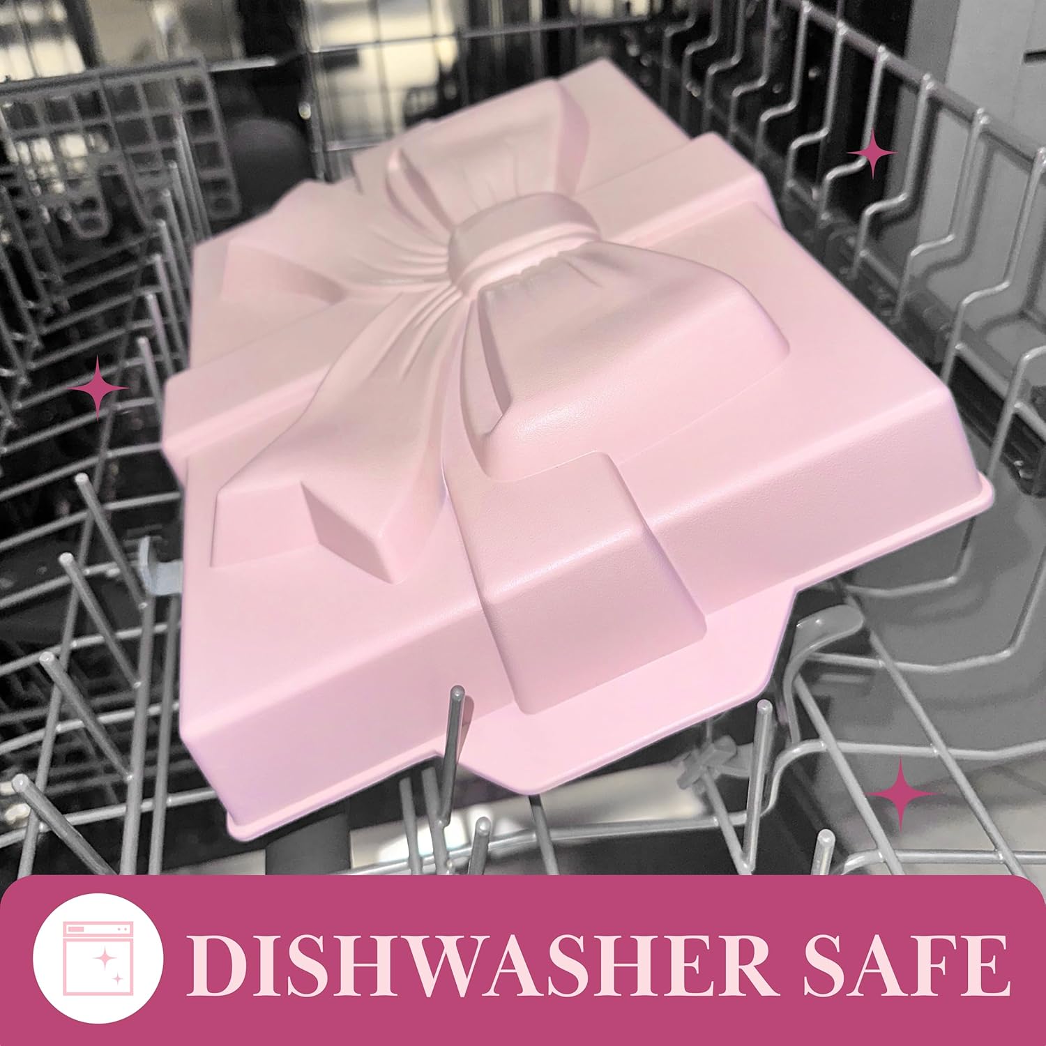 Paris Hilton Gift Box with Bow Cake Pan, Cast Aluminum with Clean Ceramic Nonstick Bakeware, 10.5 x 8-Inch Pink