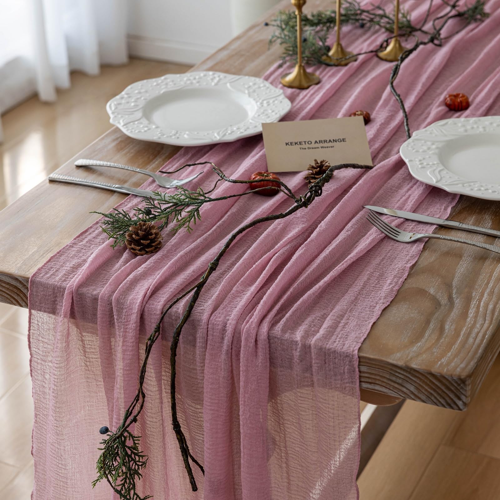 Table Runner Cheese Cloth Rustic Gauze Cheesecloth Table Runner 120 Inch 10 FT Sheer Boho Home Decorations