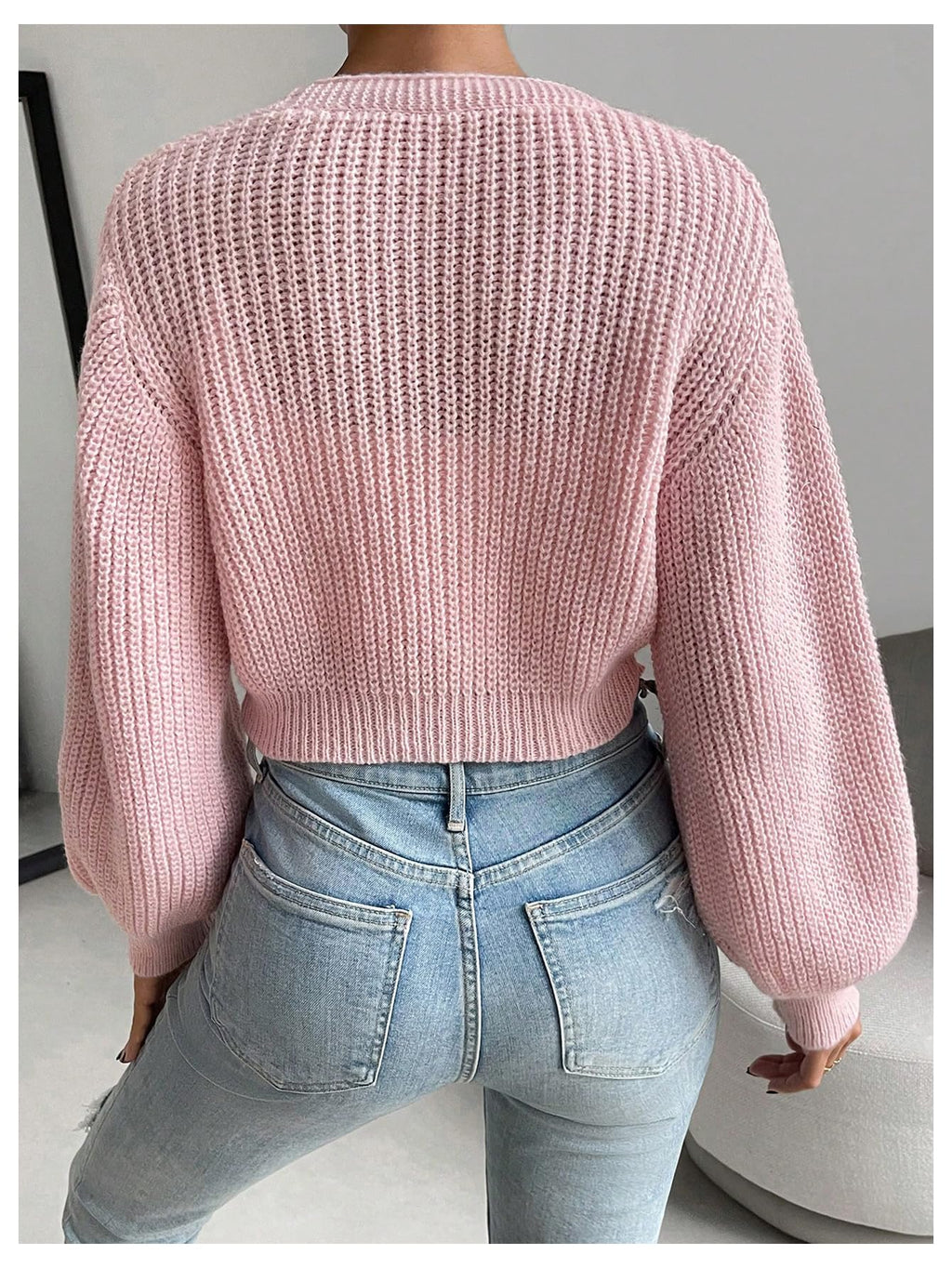 Women's Strawberry Embroidery Crop Cardigan Drop Shoulder Button Up Sweater Tops V Neck Outerwear