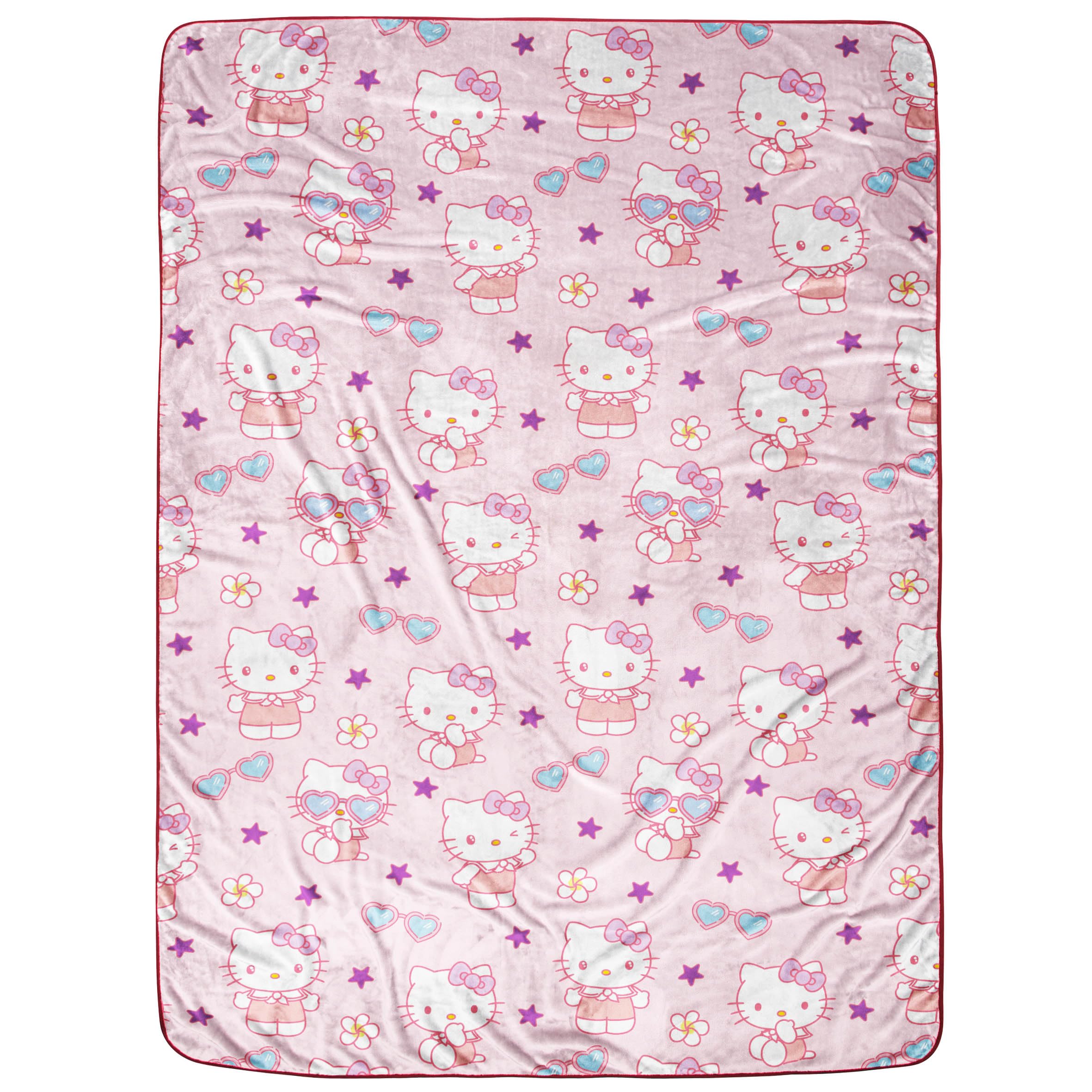 Hello Kitty White Kitties Plush Blanket - Measures 60 x 90 Inches, Kids Bedding - Super Soft Fleece Bedding