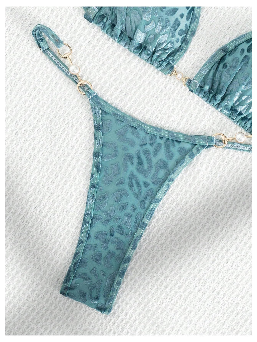 Women's 2 Piece Leopard Print Cheeky Triangle Bikini Sets Self Tie High Cut Swimsuit