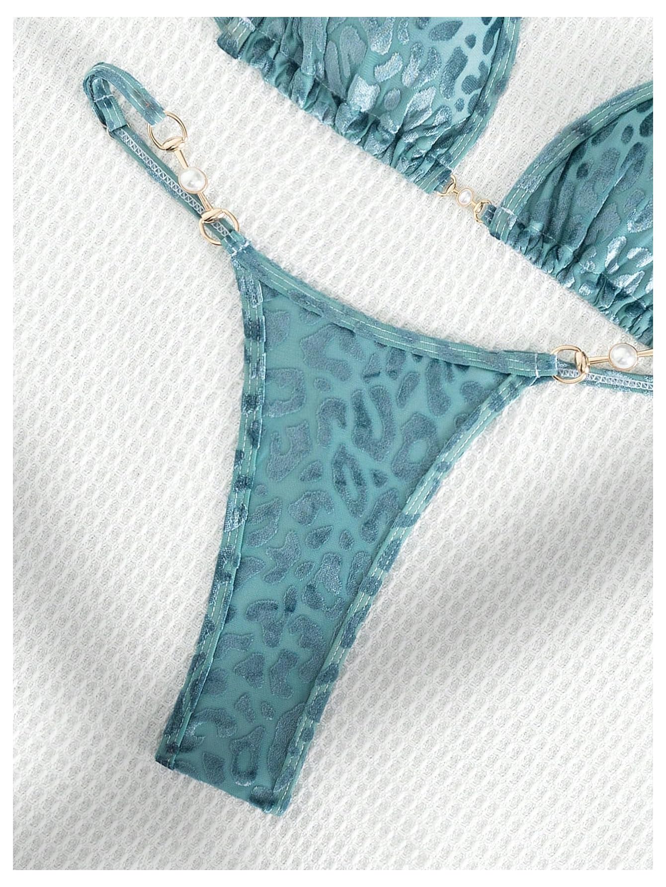 Women's 2 Piece Leopard Print Cheeky Triangle Bikini Sets Self Tie High Cut Swimsuit