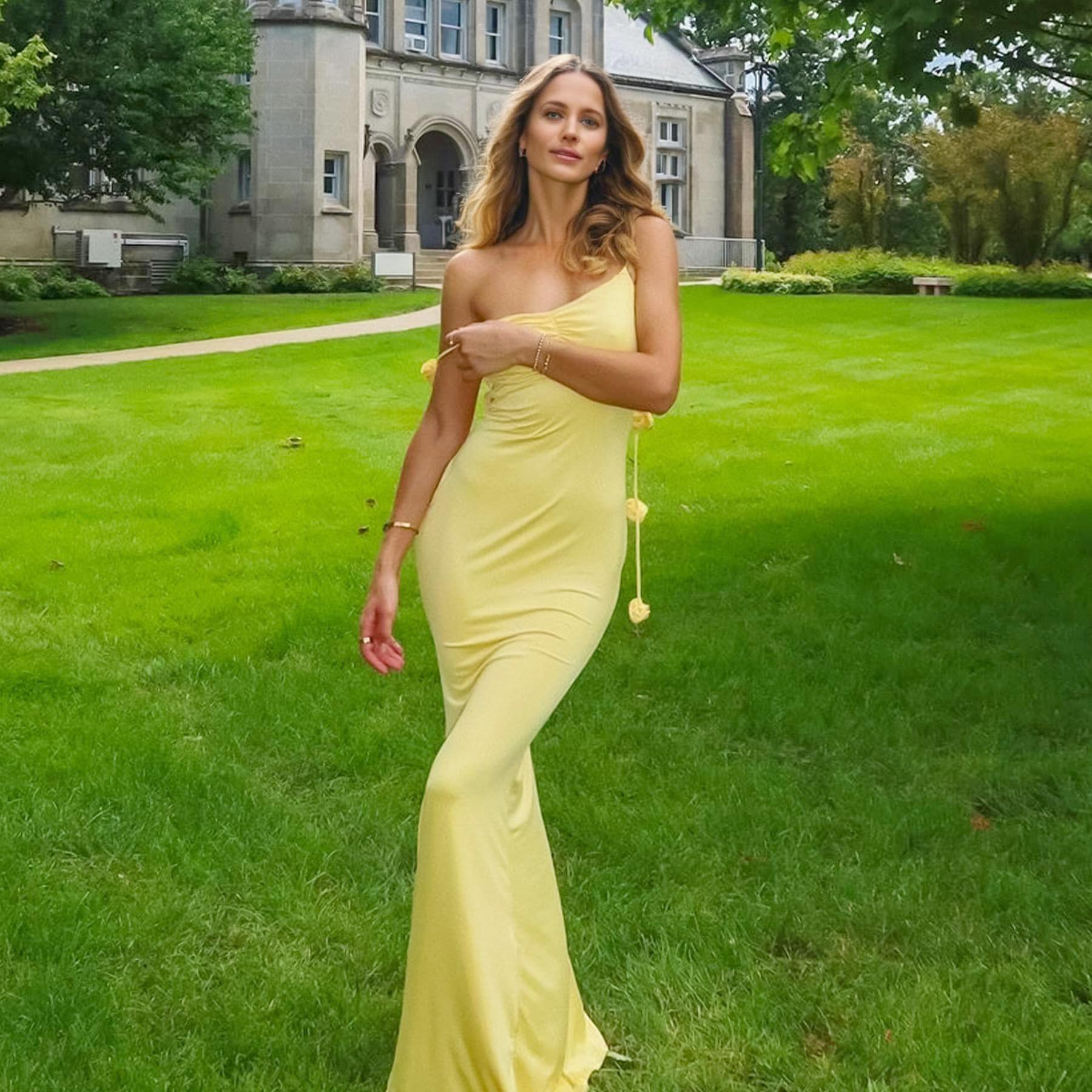 Women's Sexy Maxi Dress Summer Elegant Floral Bodycon Spaghetti Strap Sleeveless Backless Fishtail Long Dress