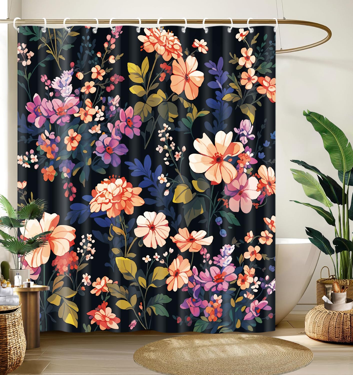 Cute Shower Curtain for Bathroom Modern Aesthetic Funky Decorative, Pretty Chic Cloth Set with Hooks, 72x72 Inch