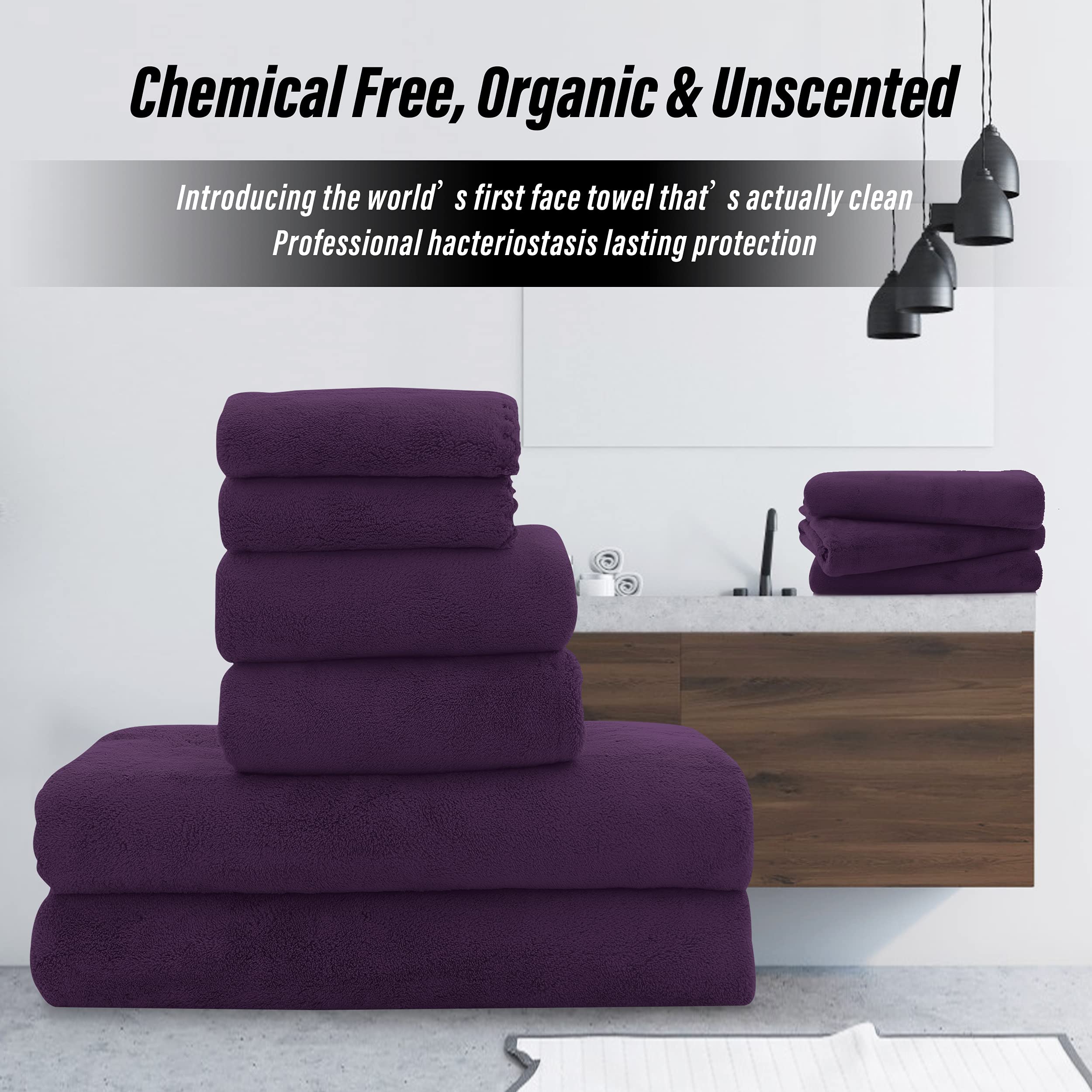 Ultra Soft Towel Set - Quick Drying - 2 Bath Towels 2 Hand Towels 2 Washcloths - Microfiber Coral Velvet Highly Absorbent Towel (6 Pcs)