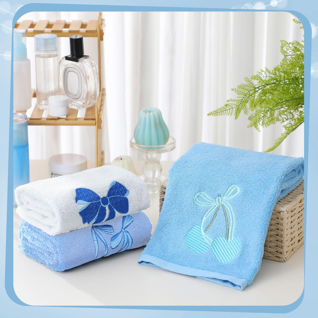 Hand Towels Embroidered Decorative Towel 100% Cotton Soft Absorbent Kitchen Facecloth Preppy Bathroom Decor 13.7 x 29.5''