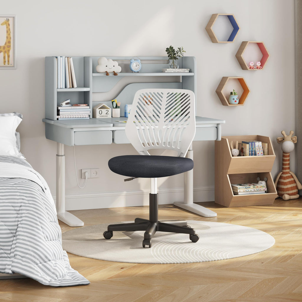 Cute Low-Back Armless Study w/Lumbar Support Adjustable Swivel Chair