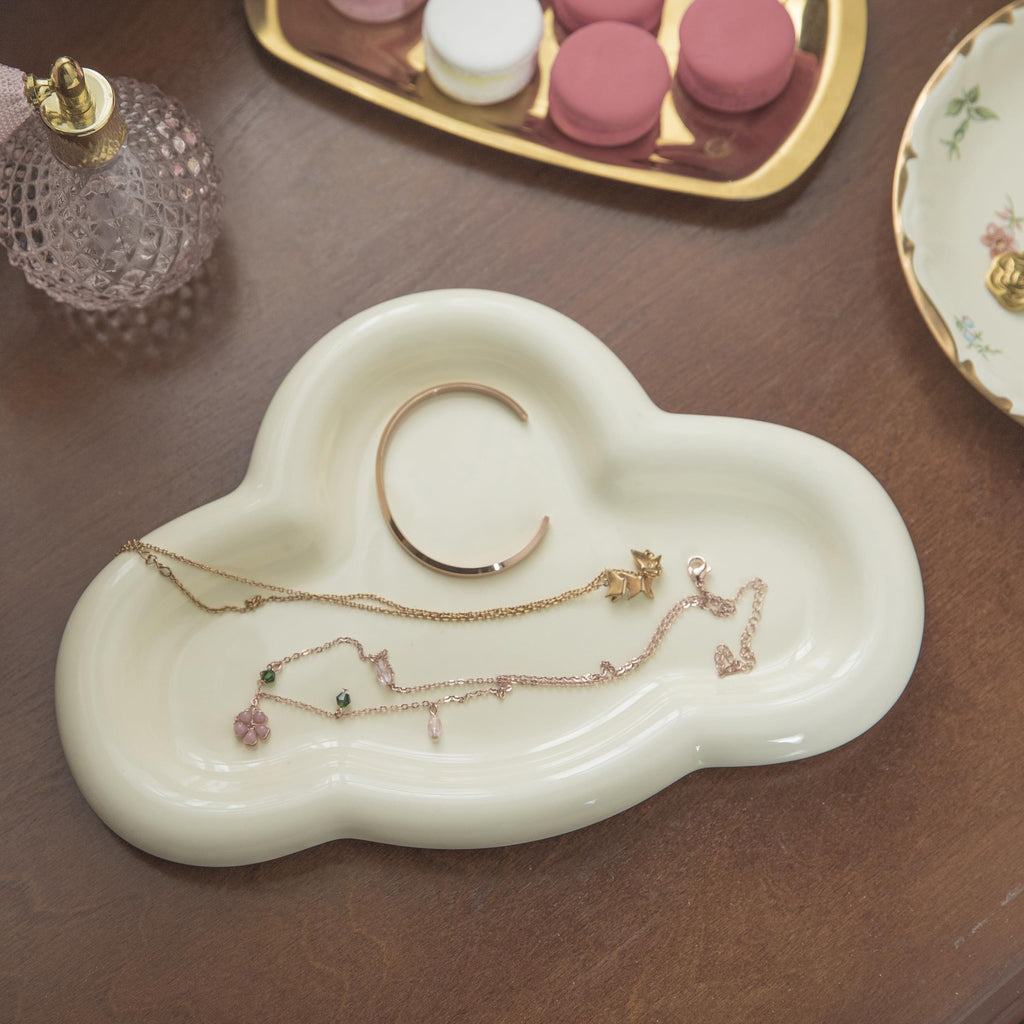 Cloud Trinket Dish, Chubby Jewelry Tray, Ceramic Jewelry Ring Trinket Dish for Rings Earrings Necklace Organizer