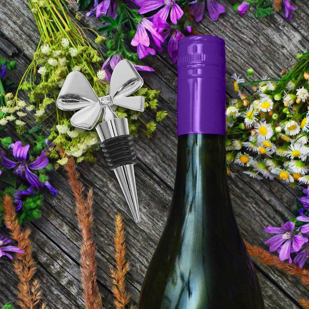 Cute Bow Tie Bottle Stopper, Alloy Silicone Wine Stopper, Reusable Beverage Bottle Stopper, 15-20mm