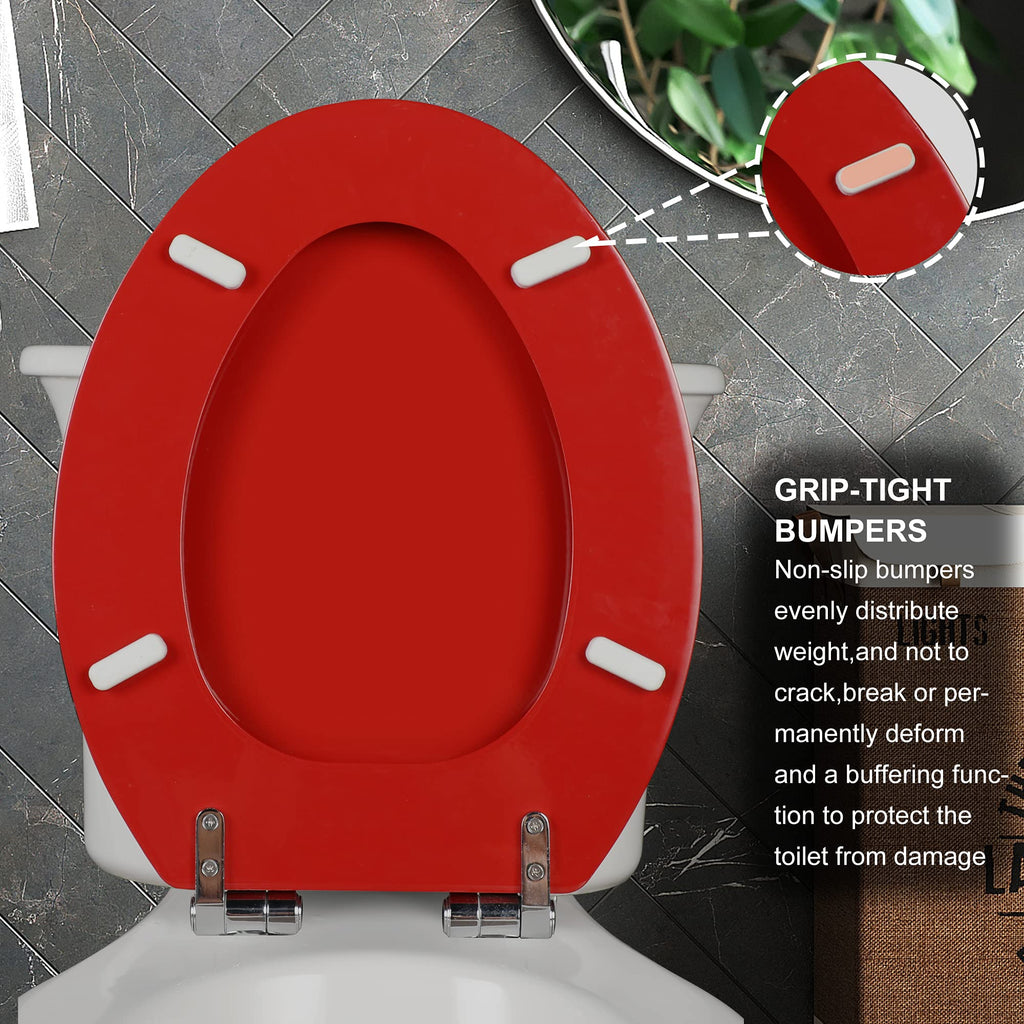 Round Toilet Seat Natural Wood Toilet Seat with Zinc Alloy Hinges, Easy to Install also Easy to Clean, Scratch Resistant