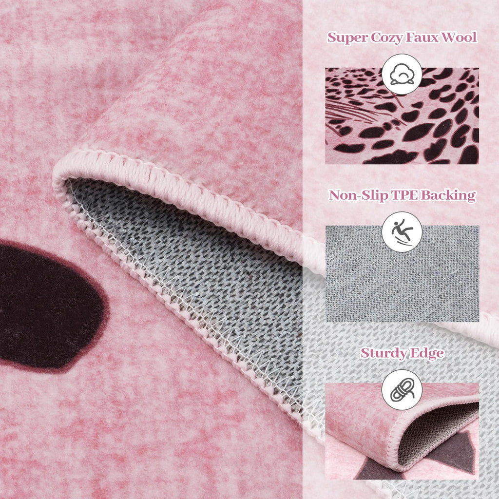 Leopard Print Area Rug â€?Soft, Washable, Non-Slip, Stain-Resistant Rug
