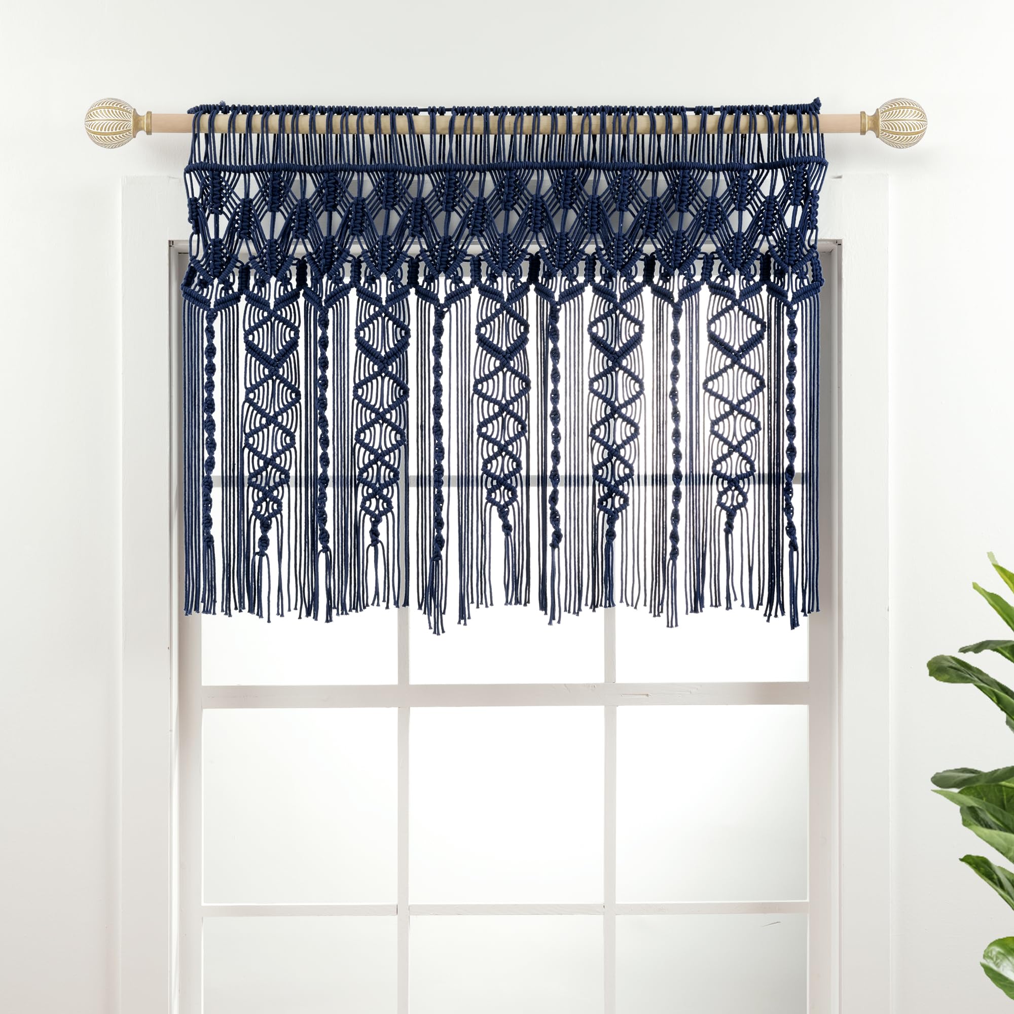 Lush Decor Boho Macrame Textured Cotton Valance Curtain