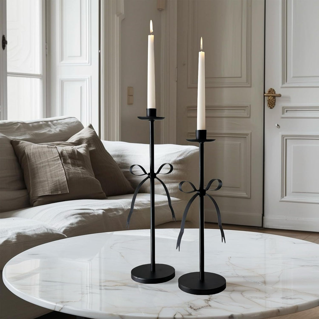 Bow Taper Candle Holders, Set of 2 Candle Stick Holders Set, Modern Decorative Centerpiece