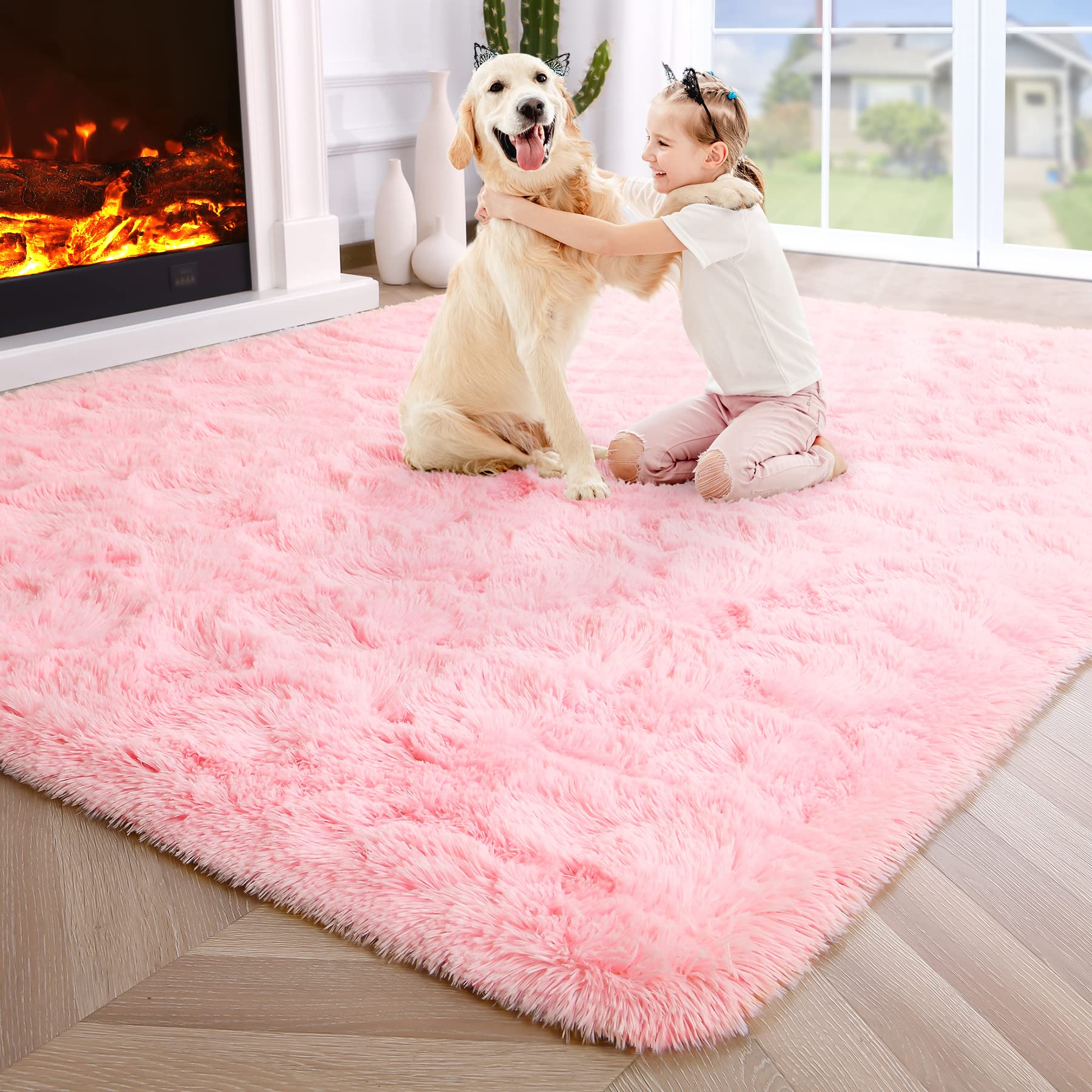 Fluffy Area Rugs Shag Throw Floor Carpet, Soft Shaggy Bedside Non-Slip Plush Rug Home Decor Aesthetic