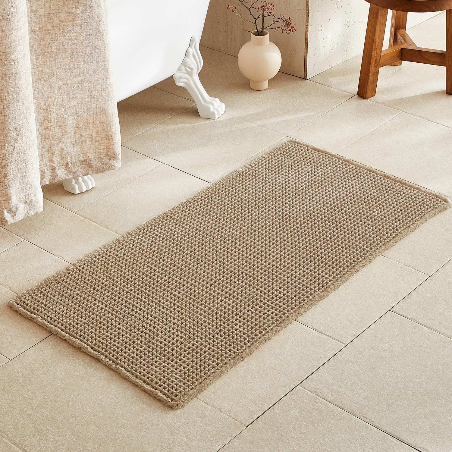 Waffle Bath Mat Non Slip Washable Quick Dry Cute Bath Mat
