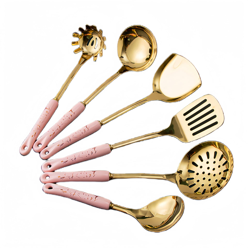 Gold Kitchen Utensils, 7pieces Gold Cooking Utensils Set, Kitchen Tools Set With Utensil Holder, Gold Kitchen Accessories, Dishwasher Safe, Easy To Clean