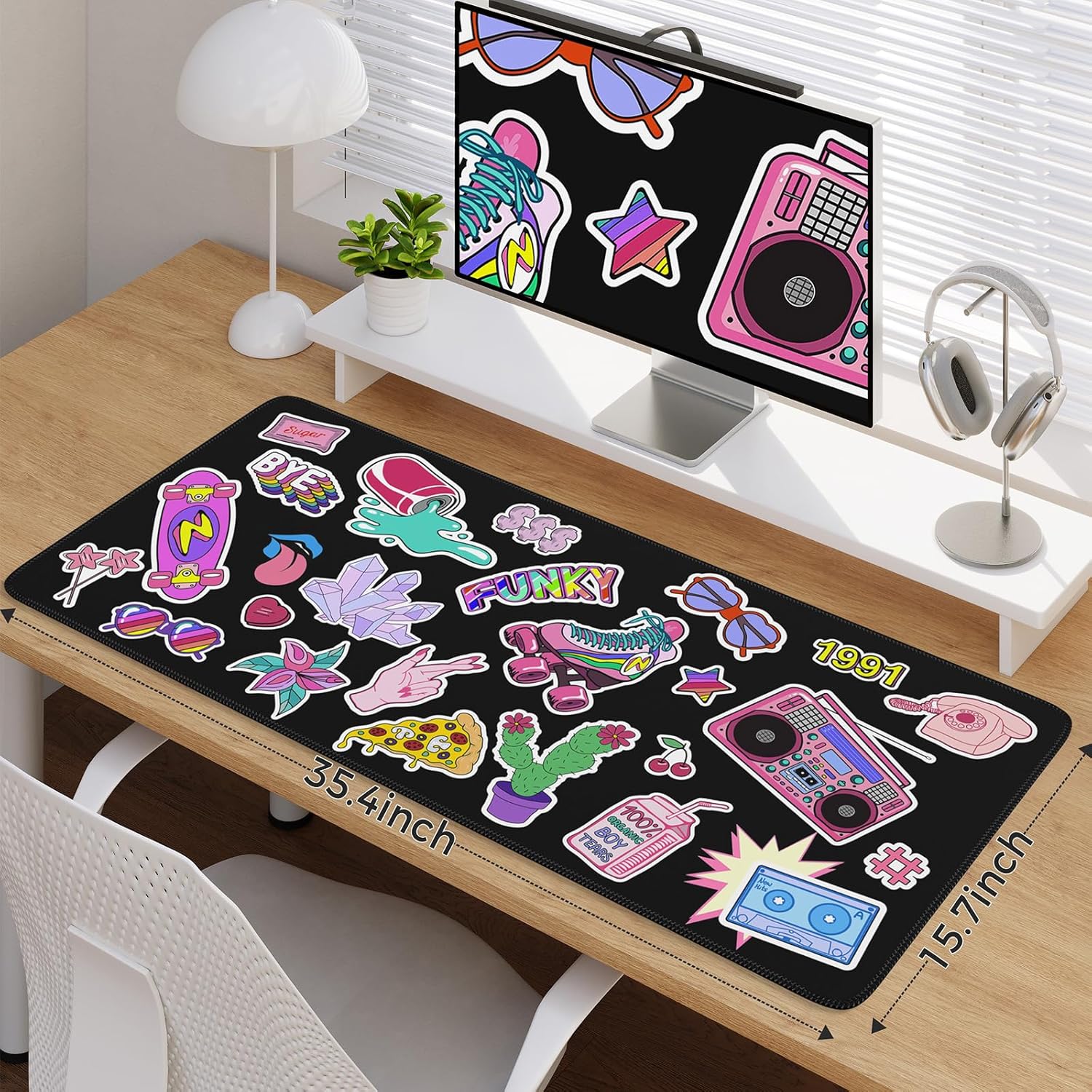 Desk Mat for Keyboard and Mouse, Large Mouse Pad for Desk, Desk Matt for Desktop, Desk Pad Mat, Anti-Slip Big Mousepad with Stitched Edges for Computer