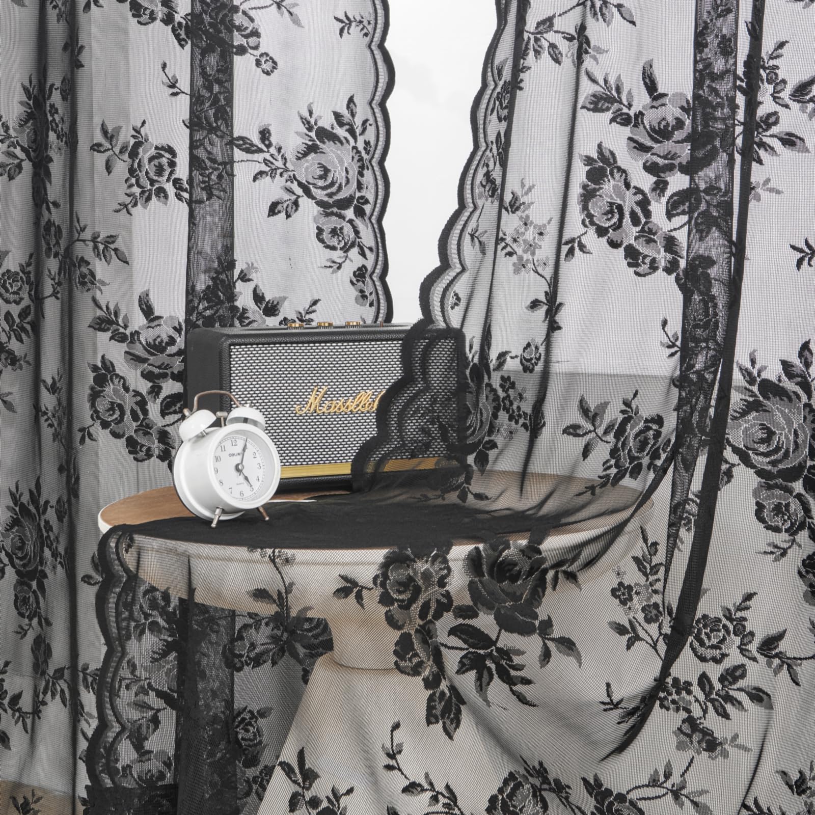 Lace Curtains 2 Panels Set Victorian Floral Sheer Curtains for Living Room Bedroom Girls Room Rod Pocket Light Filtering Romantic French Drapes Window Decor