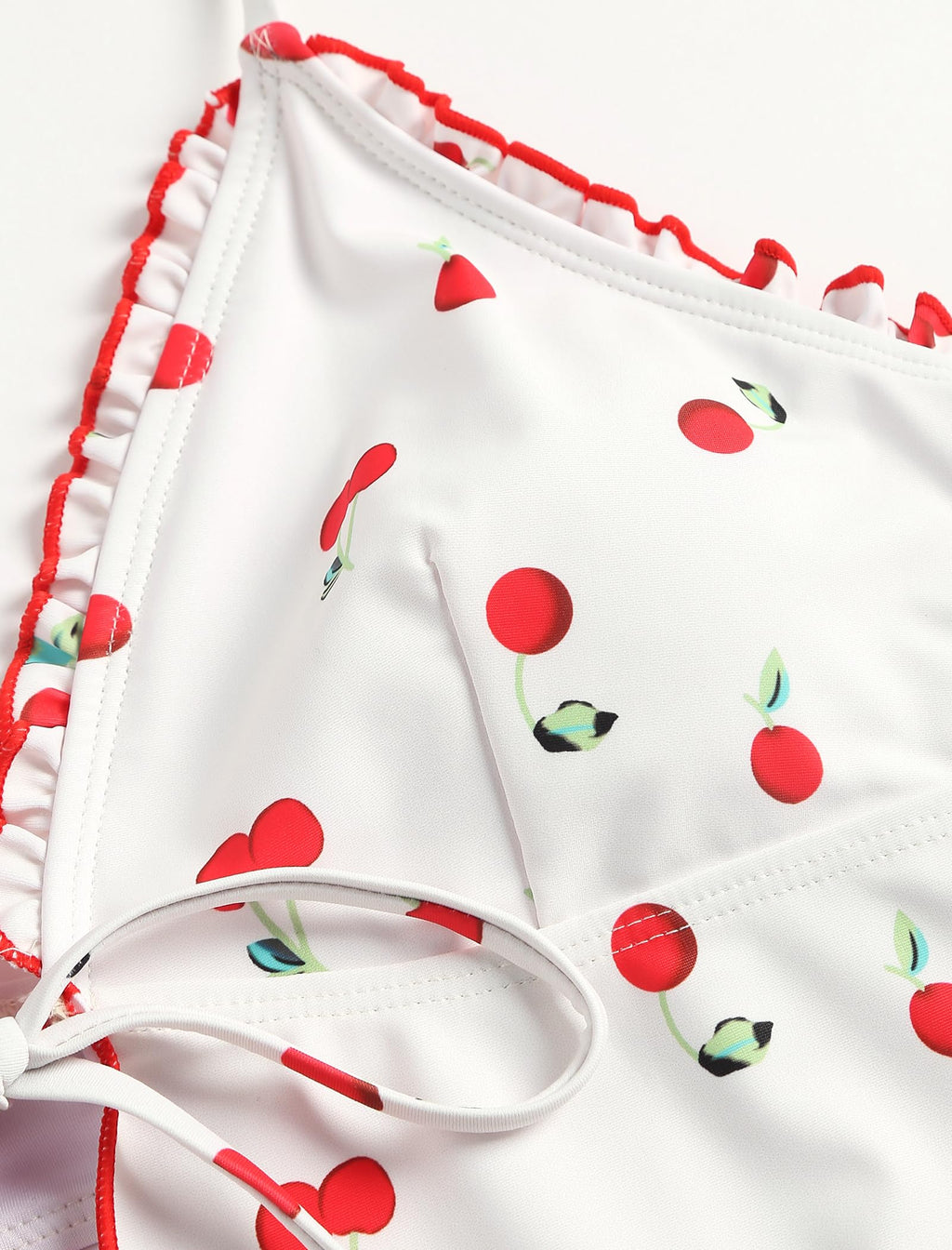 Tankini Swimsuits for Women Smocked Ruffles Tie Front Bowknot Textured High Cut Tanga Tankini Set