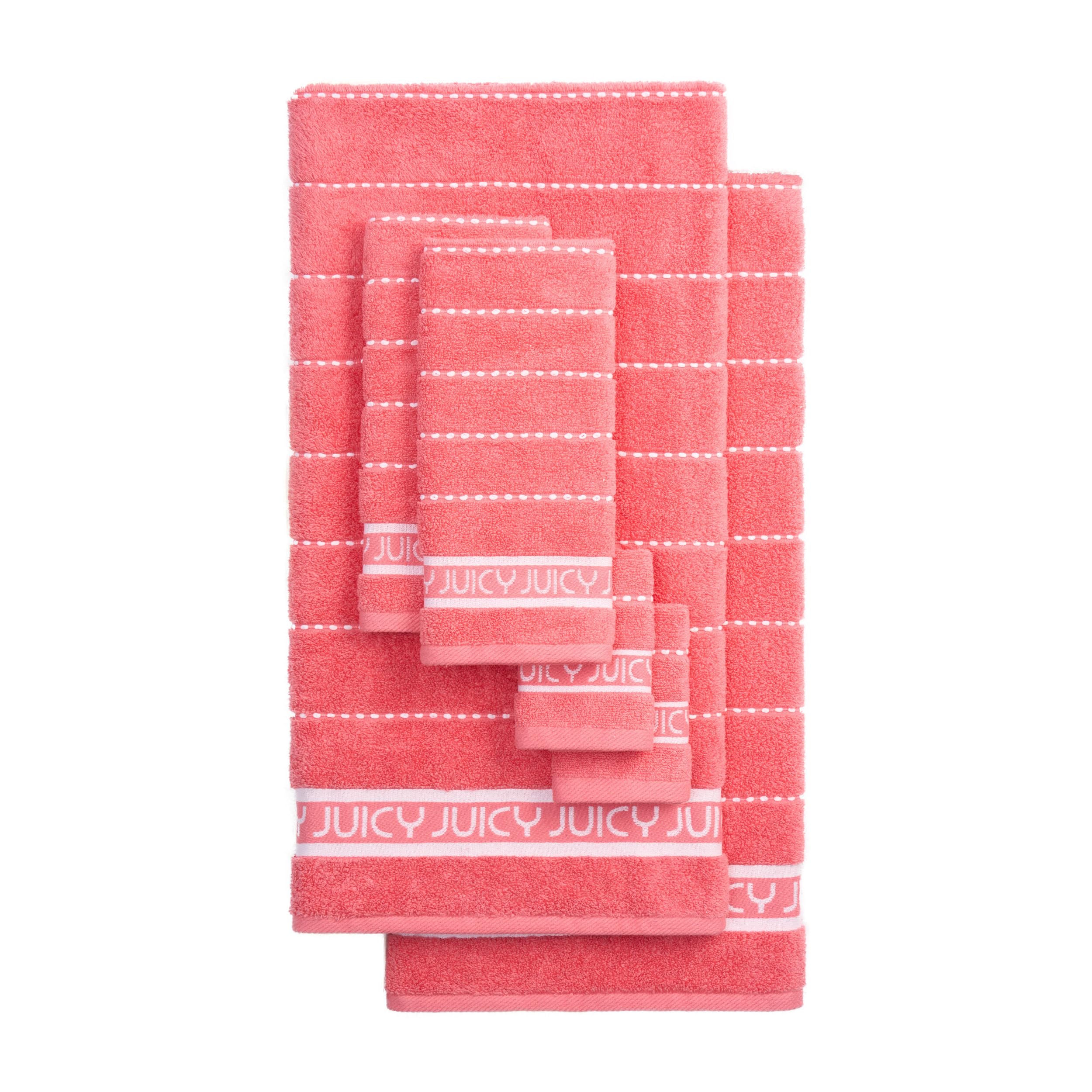 Juicy Couture Luxurious Plush Stripe 6-Piece Set - 100% Cotton Bath Towel Set - Soft and Stylish Towel Set for Ultimate Comfort and Elegance