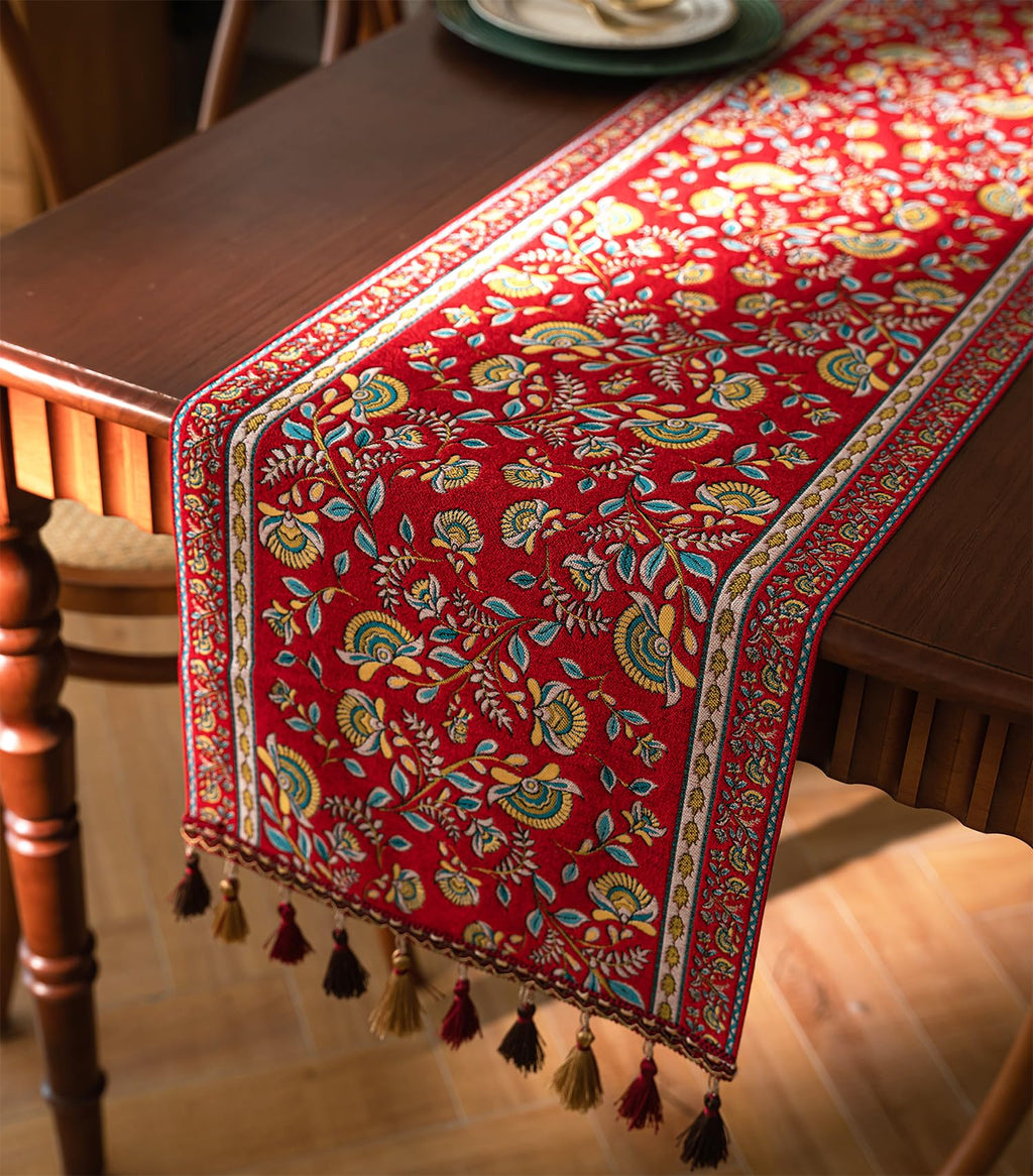 Retro-Luxury Tassels Table Runner Series for Kitchen Dining Table
