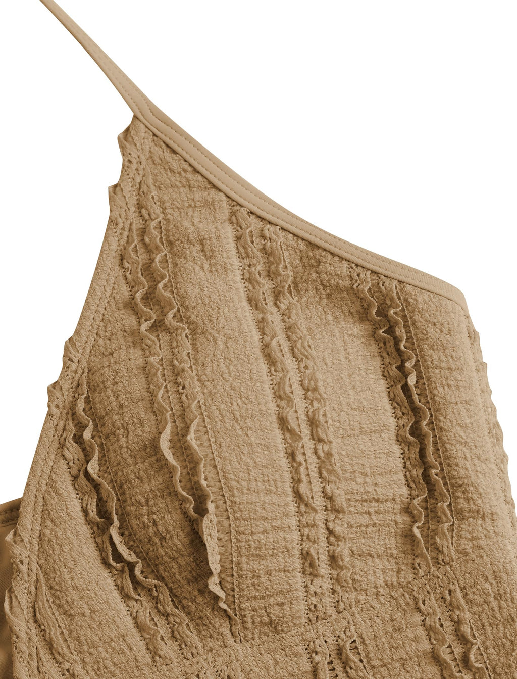 Tankini Swimsuits for Women Smocked Ruffles Tie Front Bowknot Textured High Cut Tanga Tankini Set